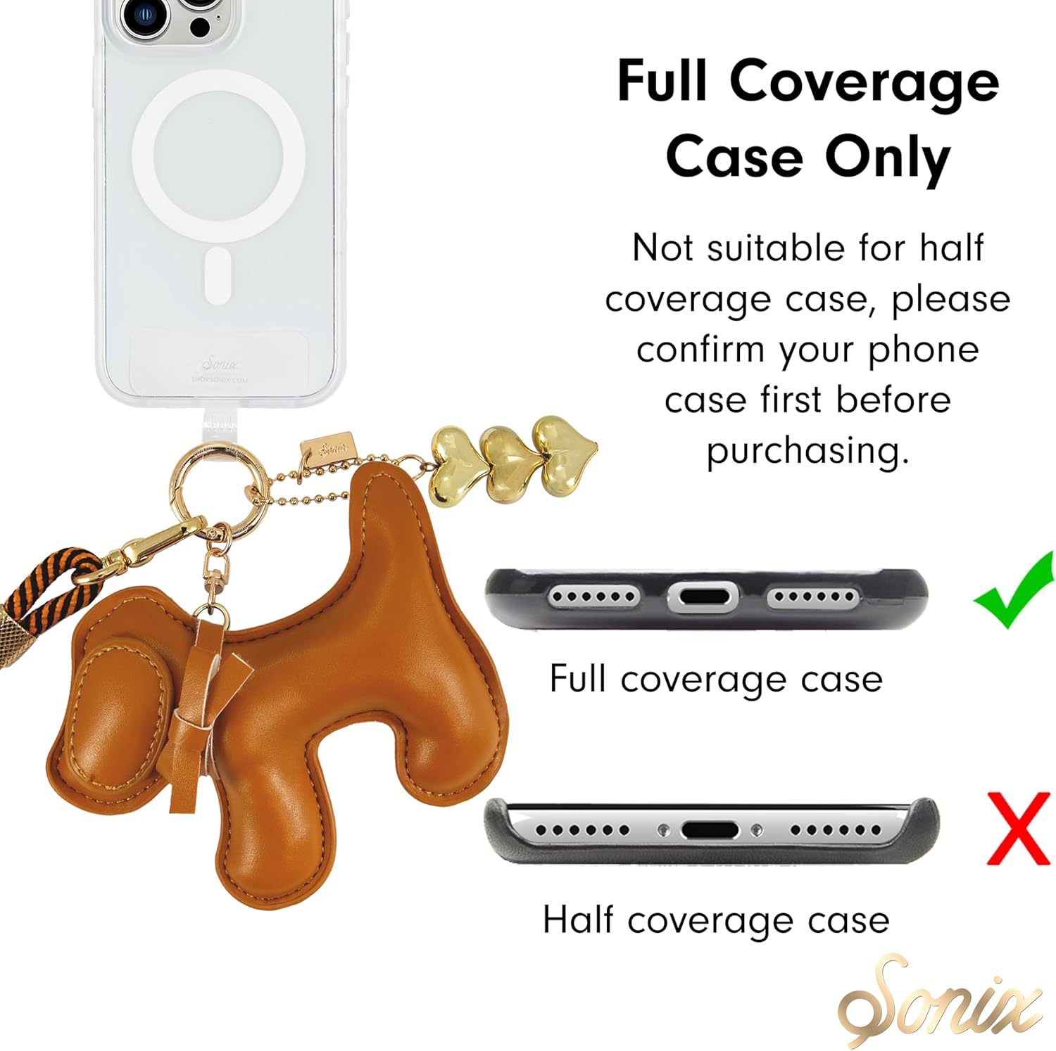 Sonix | Crossbody Phone Strap with Plush Animal Charm | Adjustable, Universal Cell Phone Rope Strap Lanyard