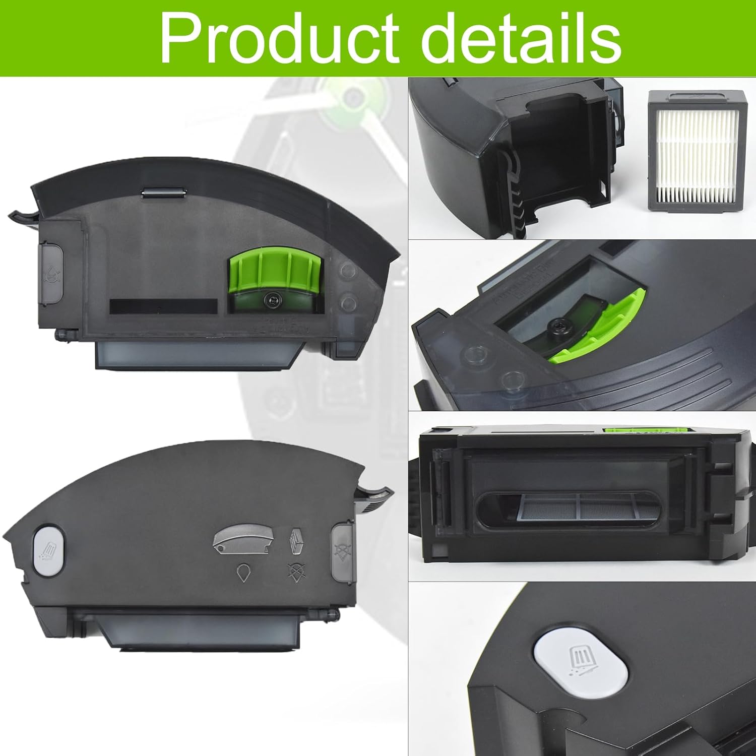 Replacement Dust bin Dustbin Box Module Compatible with iRobot Roomba Robot Vacuum i3 i3+ i4 i4+ i6 i6+ i7 i7+ i8 i8+ E5 E6 E7 J7 with Automatic Dirt Disposal Vacuum Cleaners