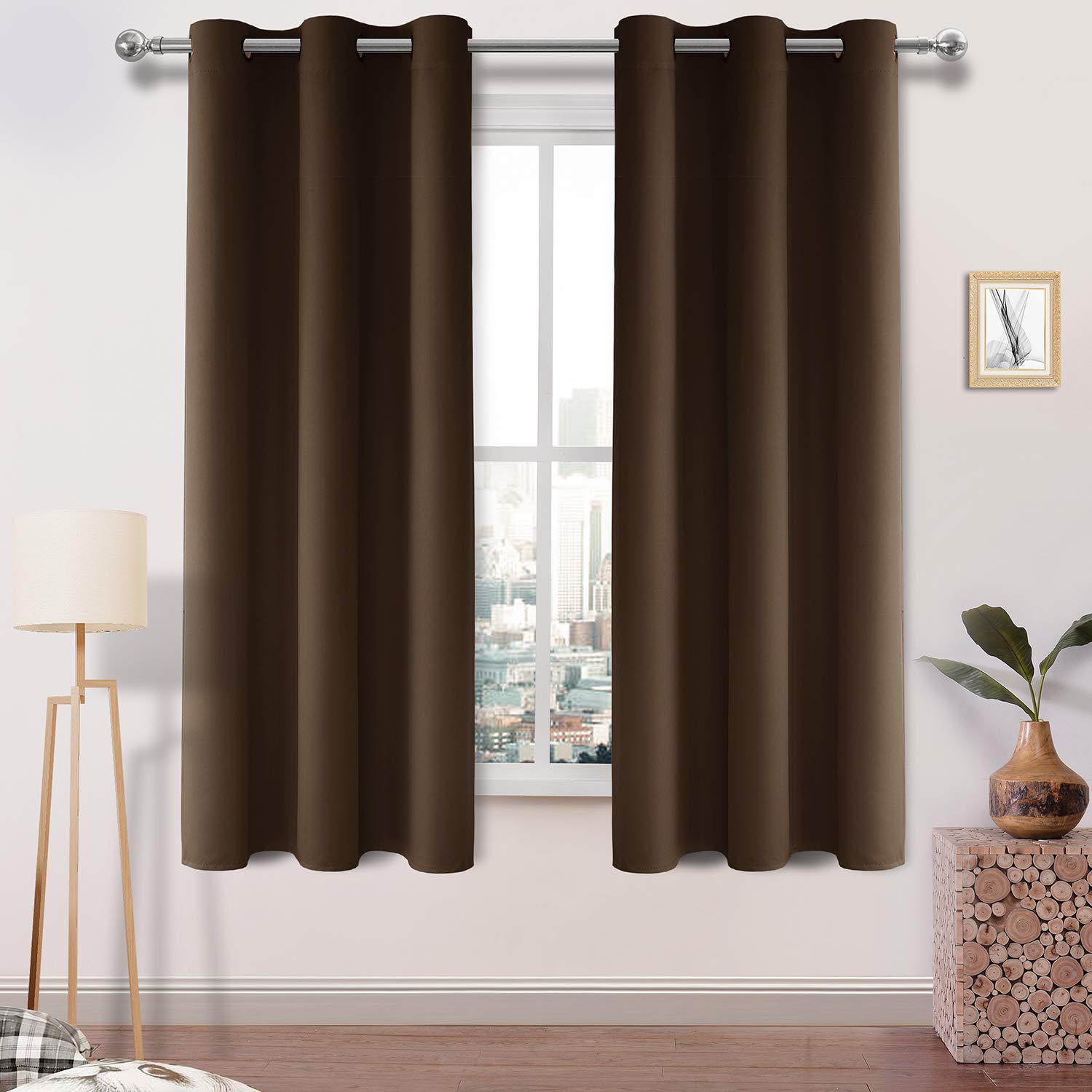 DWCN Blackout Curtains Thermal Insulated Room Darkening Grommet Window Treatment Solid Block Light Curtain Drapes for Bedroom Living Room 38 x 63 Inch