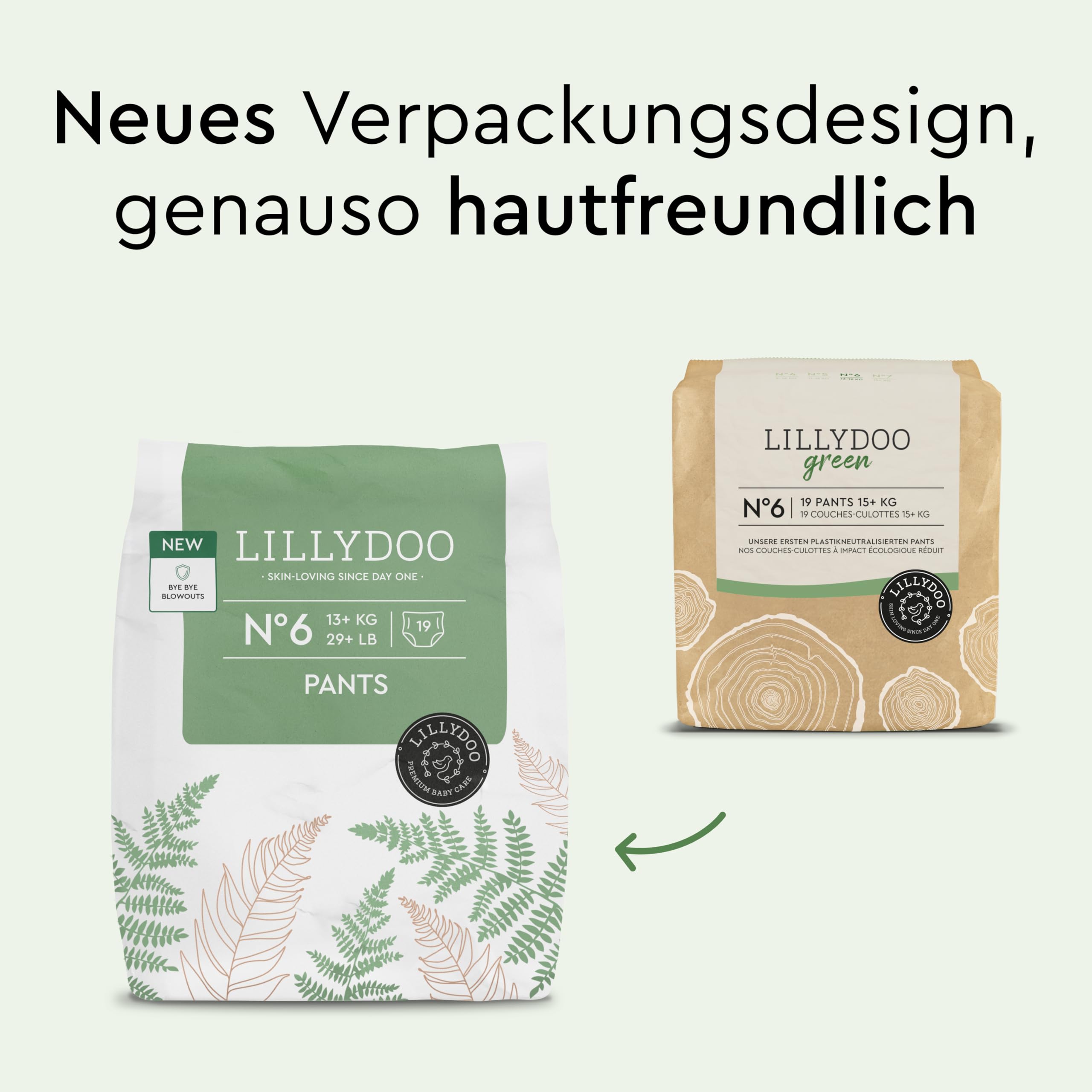 LILLYDOO green Baby Windeln Pants - Größe 6 (13+ kg), Monatsbox (114 Höschenwindeln), Sicherer Auslaufschutz - Hautfreundlich, Chlorfrei & Ohne Lotionen für empfindliche Haut, Dermatologisch getestet