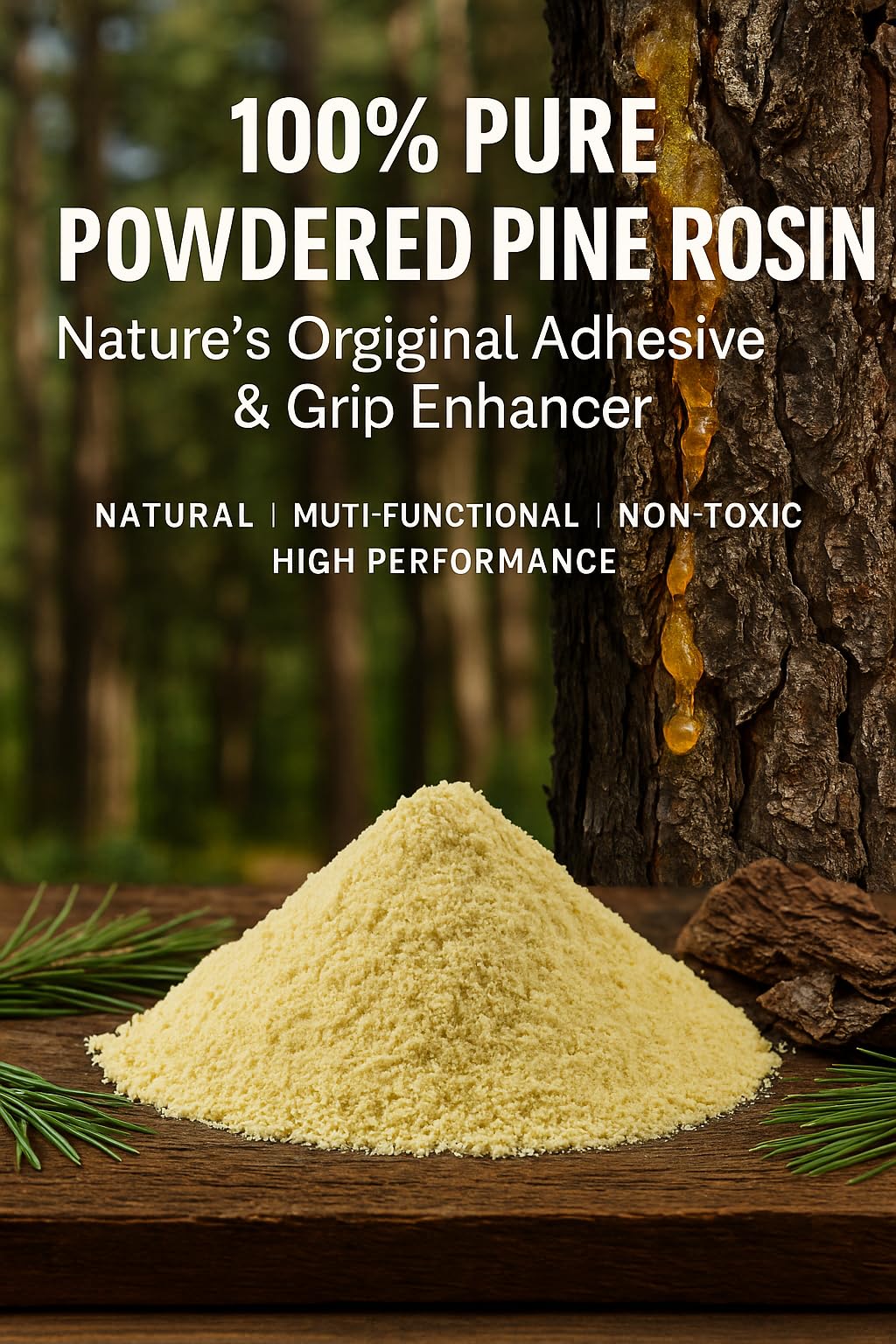 Pine Gum Rosin Powder 8oz | Pine Resin, Pine Rosin for Beeswax Wraps, Pine Pitch Resin, Pine Sap, Rosin for Dancers, Base Ball, Bowling, Tennis, Gym and Rodeo