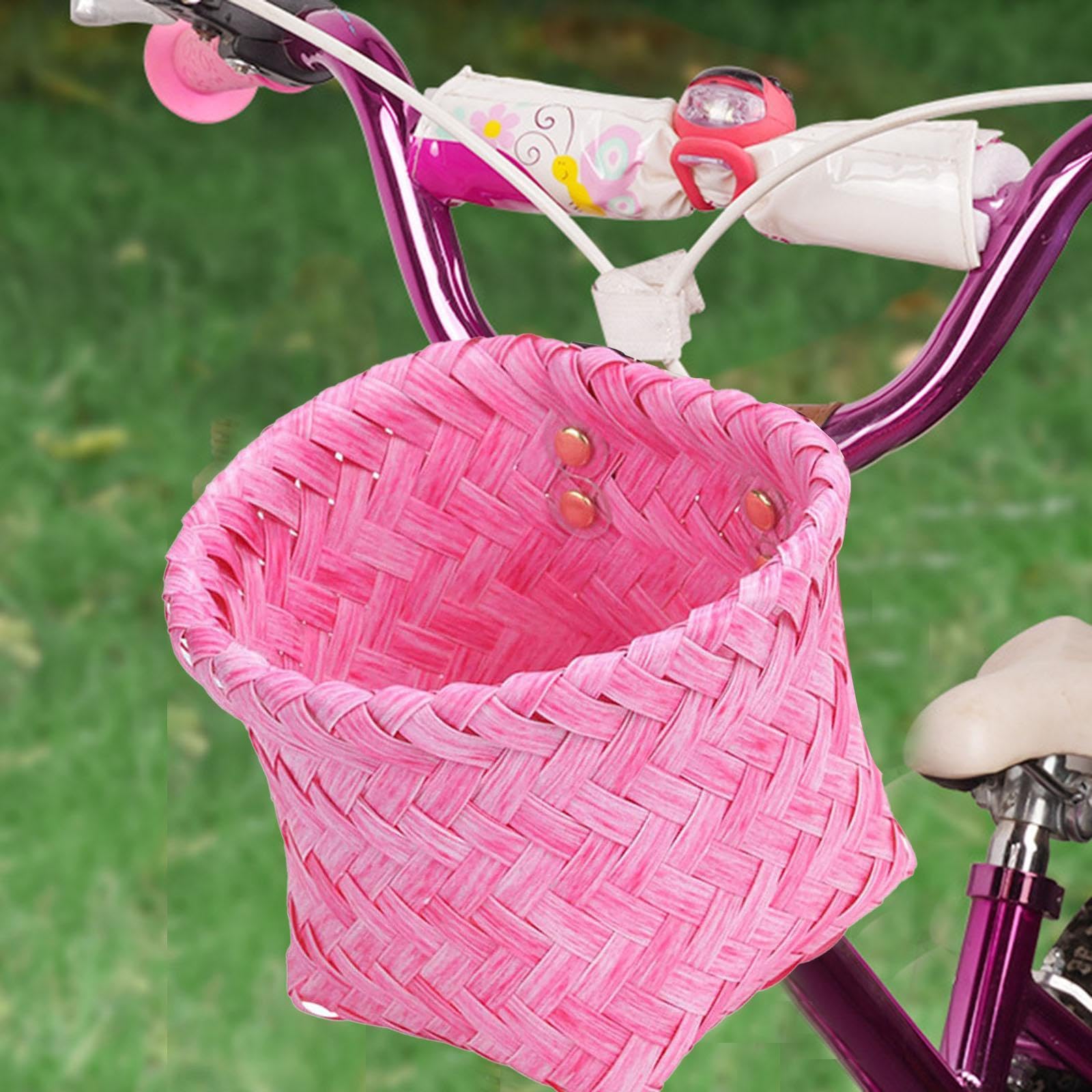 kowaku Kids Bike Basket Bicycle Storage Practical Compact Handmade for Boys Girls Gift Bike Accessories Bicycle Basket, Pink