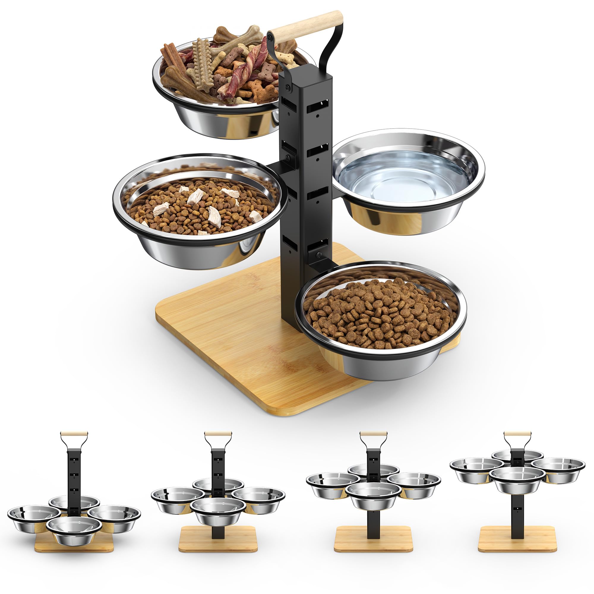 Support de gamelles surélevées pour chien – 4 hauteurs – Gamelle surélevée pour chien de grande taille – Station d'alimentation pour chien – Ensemble de gamelles et d'eau pour chien avec