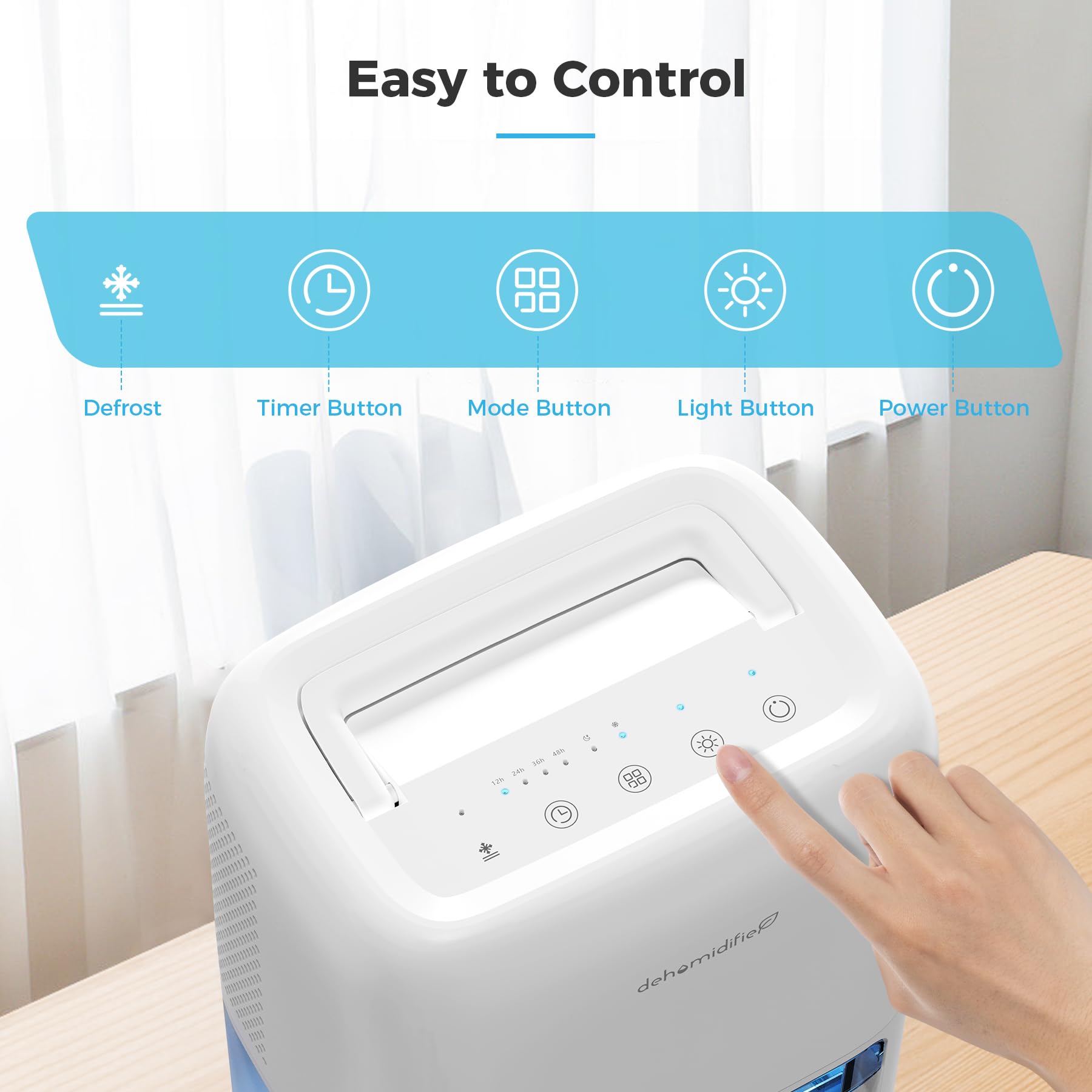 QEXREED Deshumidificador Bajo Consumo 1800ml, Doble Semiconductor, Pequeño Deshumidificador Silencioso Eléctrico, Apaga Automáticamente, Desescarche Automático, Baño | Doble Semiconductor, Silencioso, Apaga Automáticamente, Desescarche Automático para Bañ