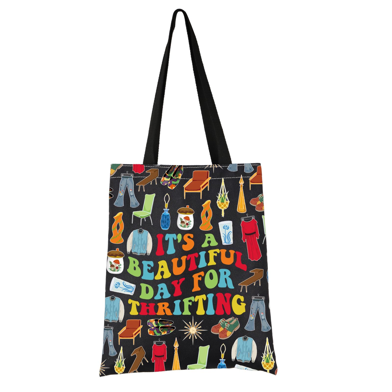 VAMSII Thrift Lover Gift It’s A Beautiful Day For Thrifting Tote Bag Thrifting Day Handbag Retro Shopper Gift Thrifter Merch