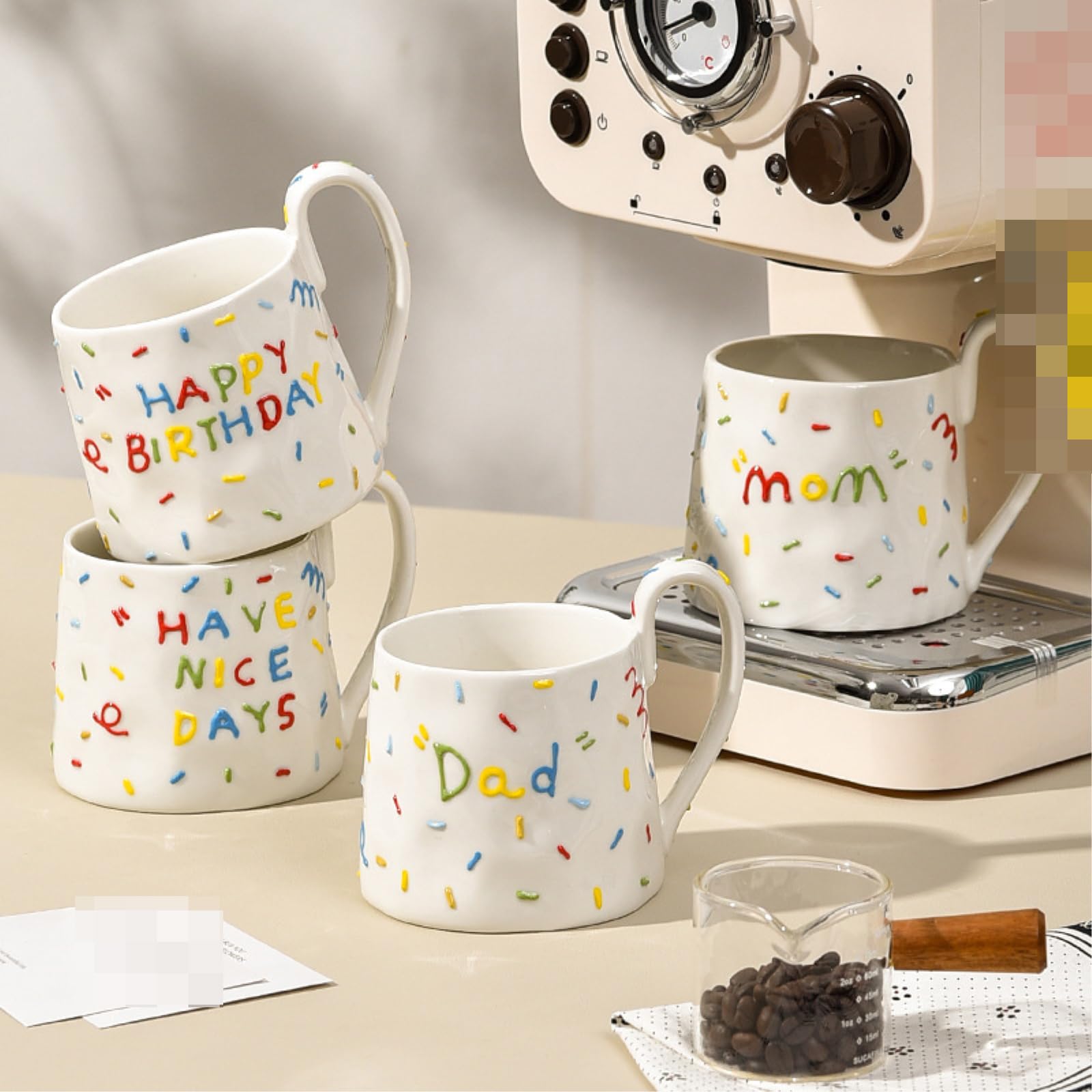 388 ml - 368.5 g igła cukrowa ceramiczny kubek śniadaniowy domowy kubek na mleko - Happy Birthday -388 ml