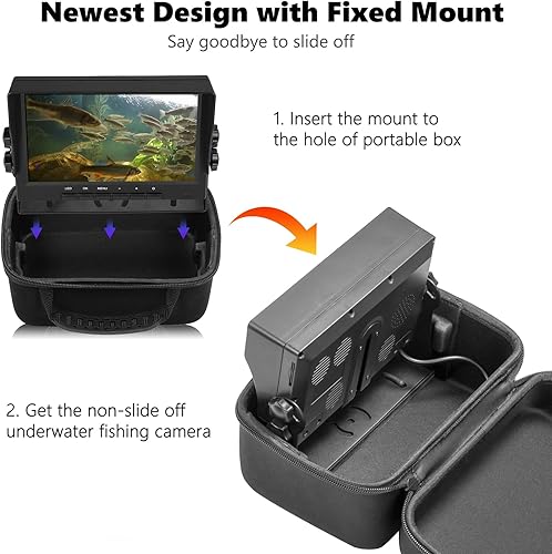 Miniatura 3 de MOQCQGR Cámara de pesca submarina mejorada 2023 con soporte, cámara de pesca en hielo de 7 pulgadas bajo el agua con 12 piezas+12 piezas de luz de