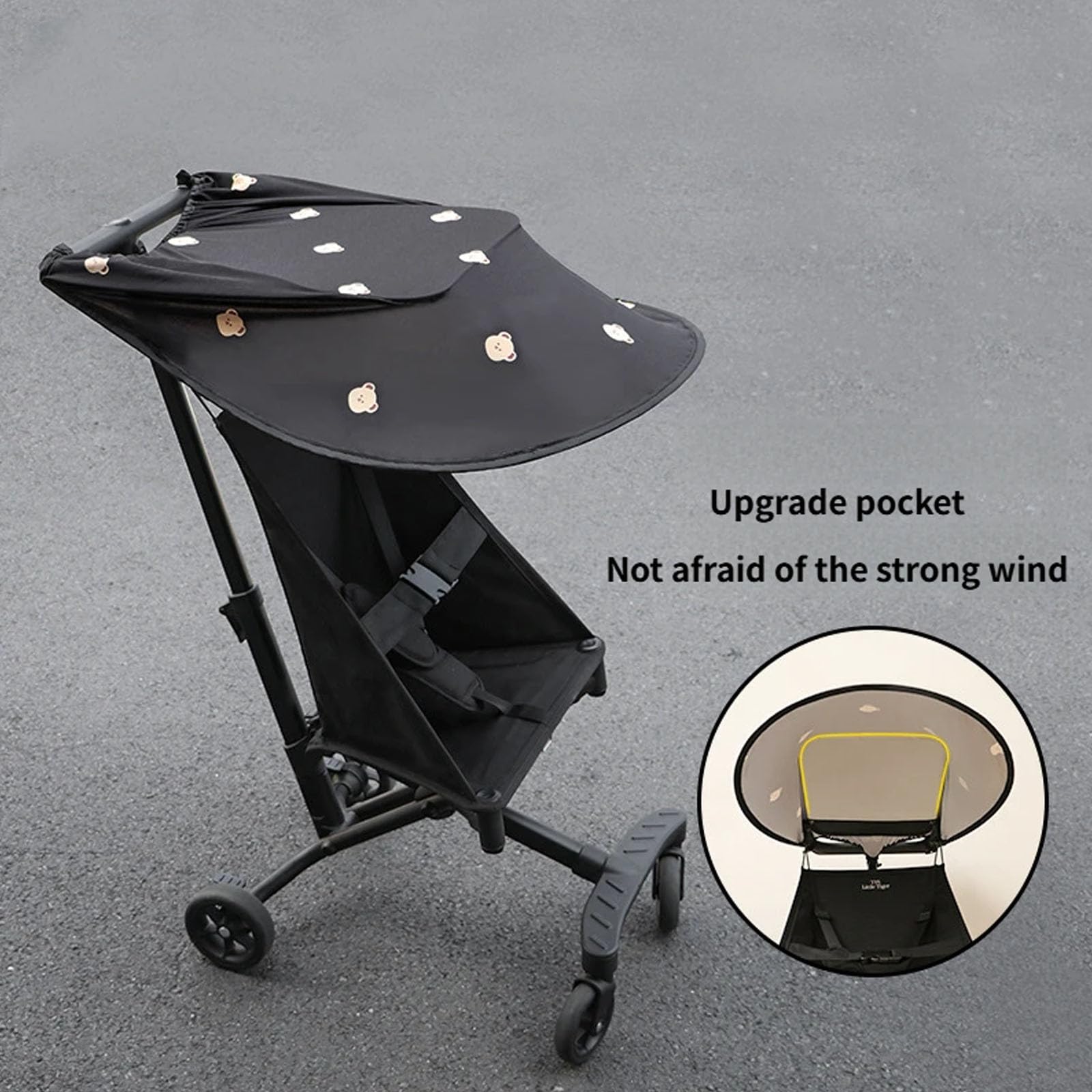 Auvent pare-soleil pour poussette en polyester offrant de l'ombre et de la ventilation - Protection solaire multifonction pour poussette pour promenades