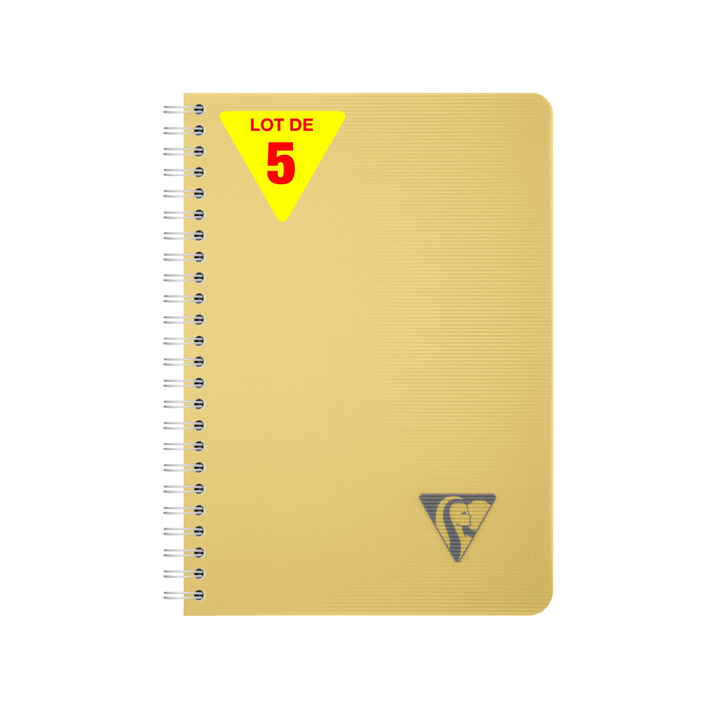 Clairefontaine 327502CPack LiniColour ESSENCE Set of 5 Spiral Notebooks A5 14.8x21cm 180 Small Squares Pages White Paper 90g Clear Polypro Cover - Yellow Straw