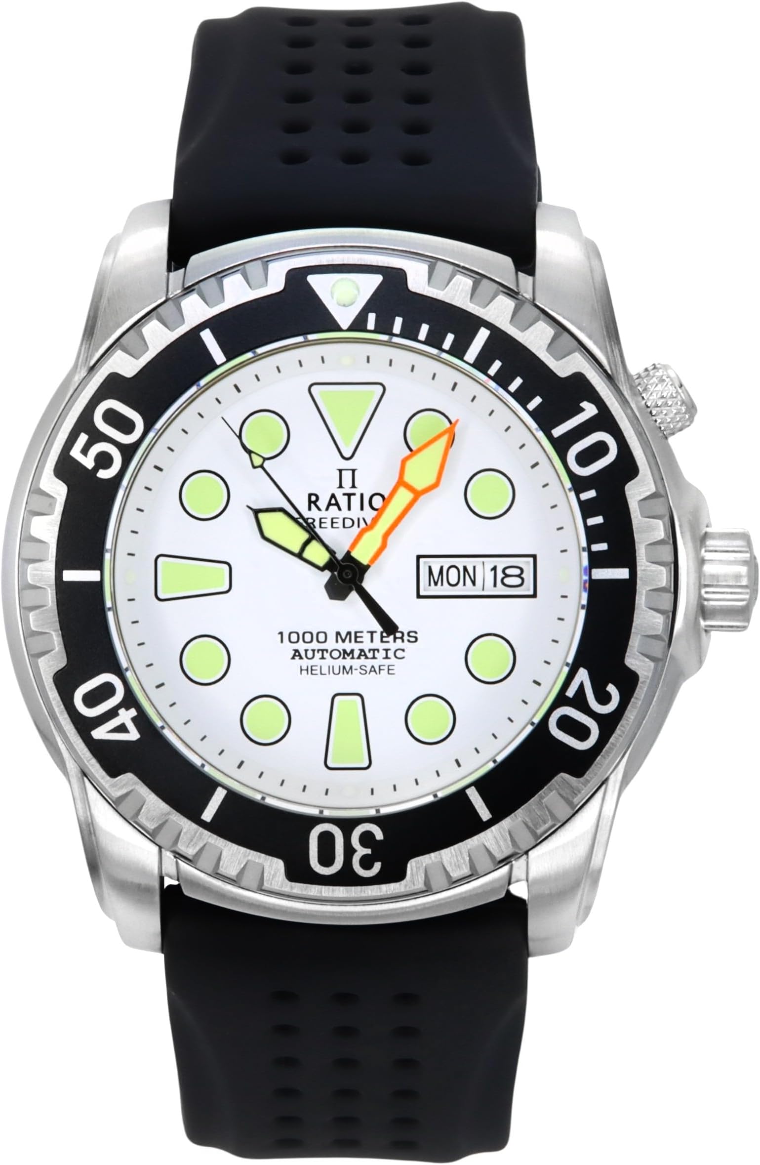 RATIO FreeDiver Orologio Subacqueo Professionale Uomo - Vetro Zaffiro, Automatico Miyota 8215, Impermeabile 500m, Cinturino In Silicone - 4