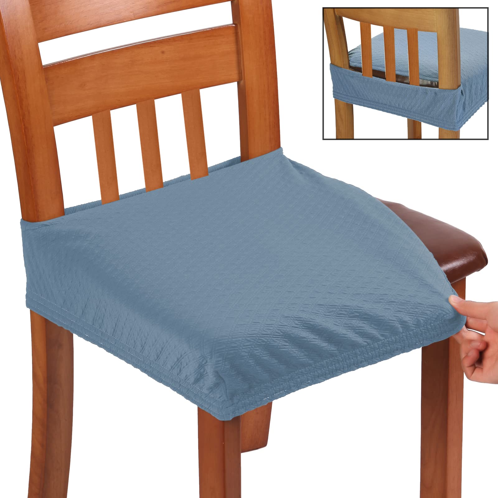 Set di 4 coprisedie in velluto elasticizzato blu lago con schienale curvo, per cucina, feste, decorazione per la casa, sala da pranzo, set da 4 pezzi
