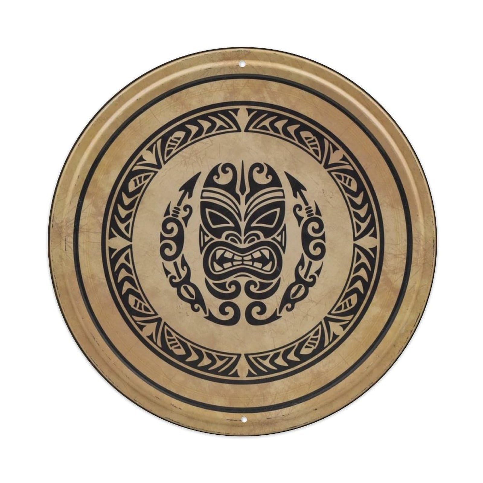 Round Hawaiian Tattoo Art Metal Tin Sign Plaque