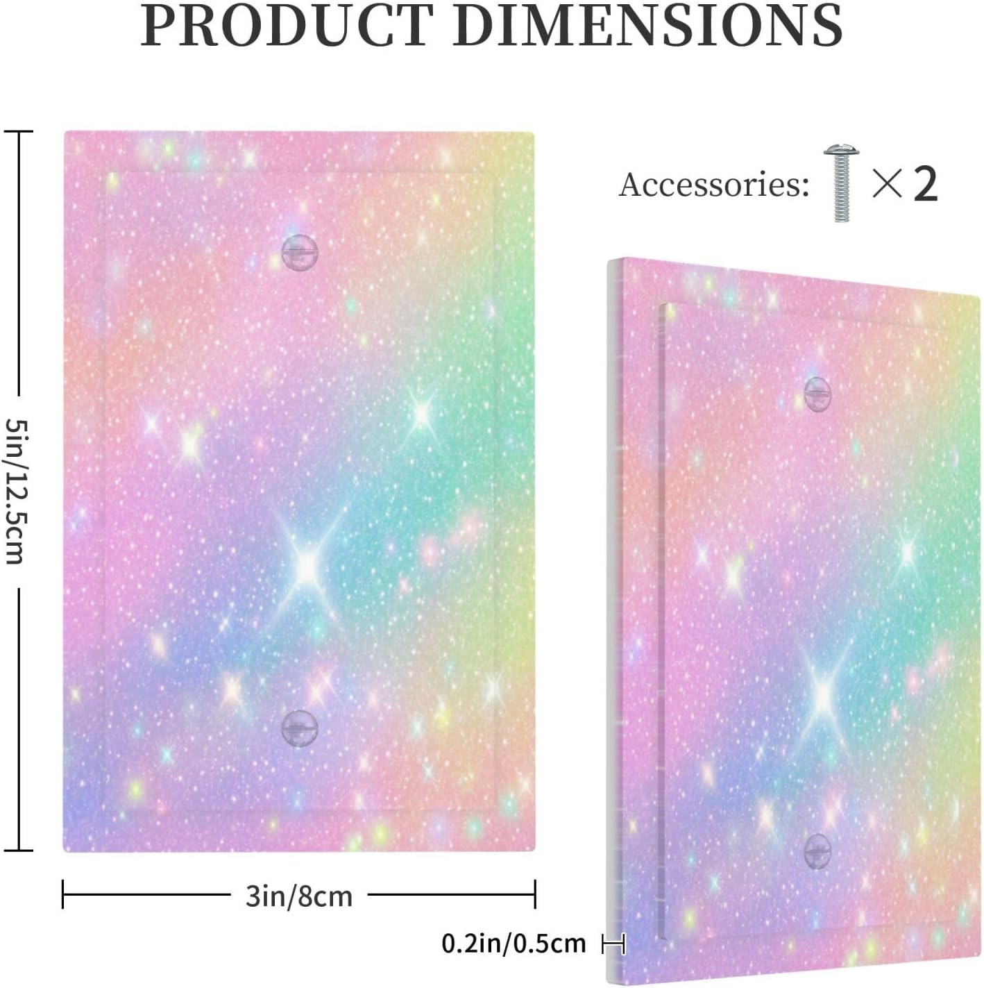 Decorative Light Switch Plate Cover Rainbow Shiny Gradient Colors 1 Gang No Device Switch Cover Plate Single Blank Wall Plate Switchplate Electrical Faceplate for Kids Room Nursery Decor