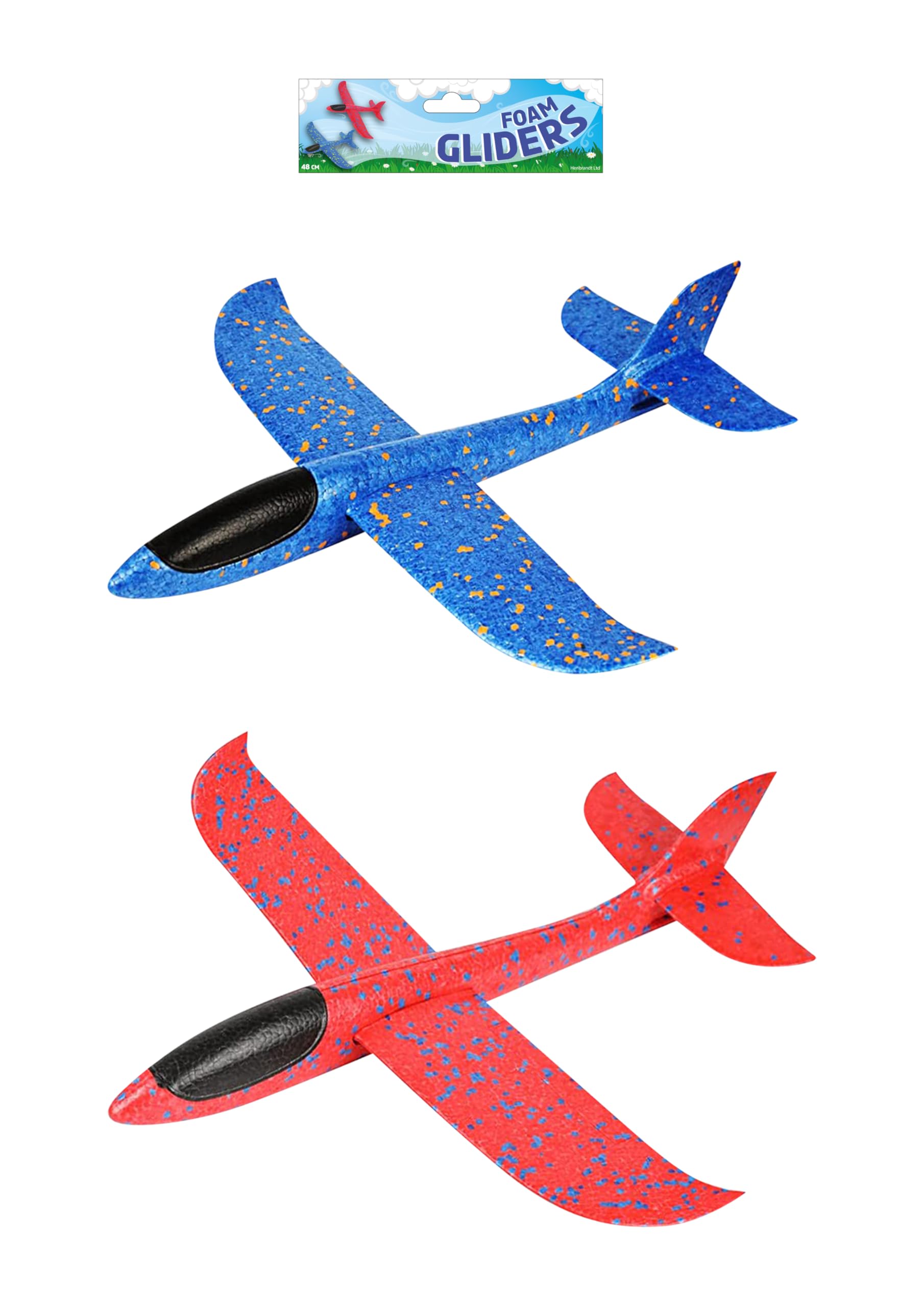HENBRANDT 3 x Large Foam Airplane Gliders for Kids 48cm Glider Planes Self-Assembly Throwing Aeroplane in 3 Colours EPP Foam Flying Gliders Outdoor Summer Toys for Boys and Girls