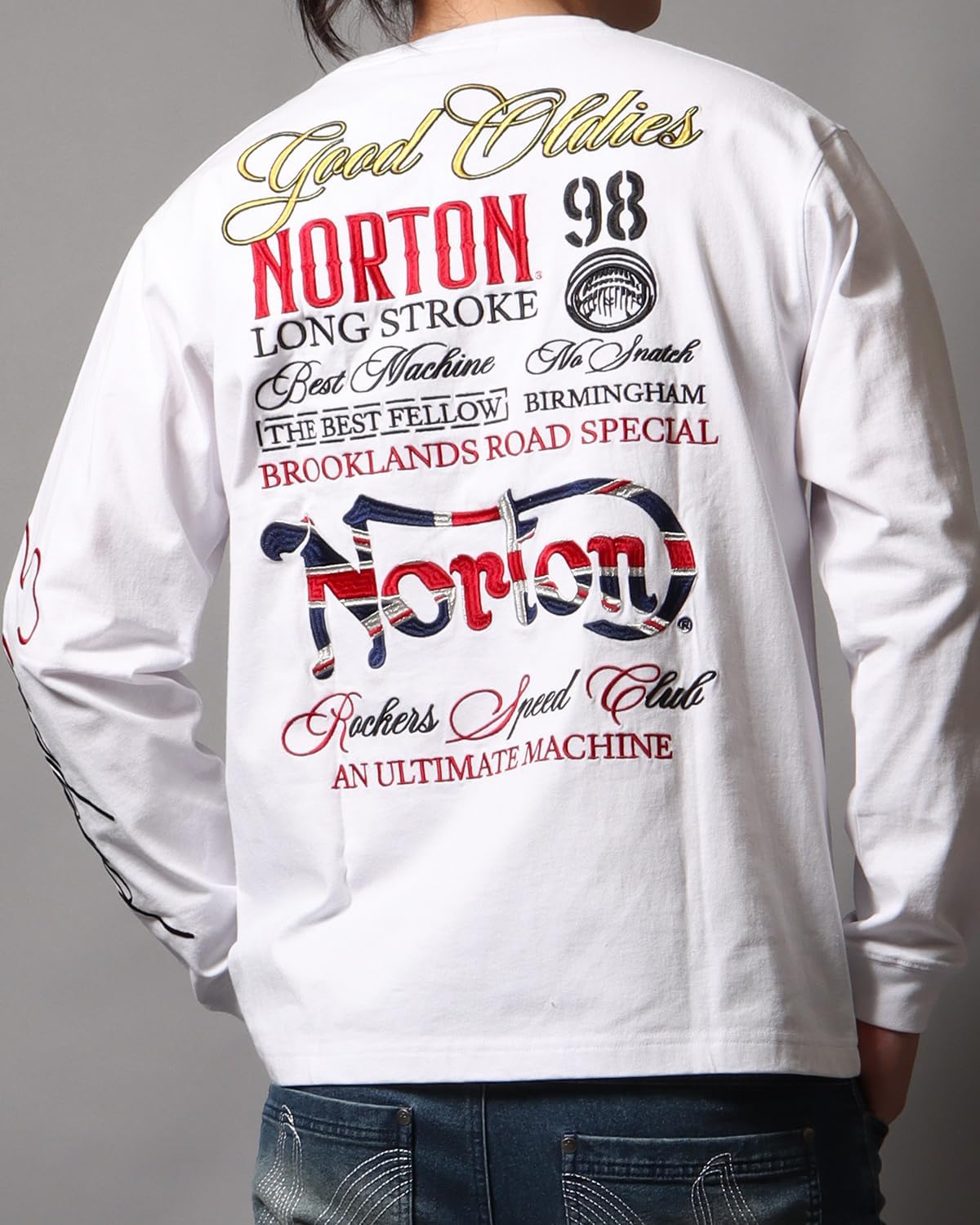 ノートン] ユニオンジャック 刺繍 ロンT メンズ バイク カジュアル