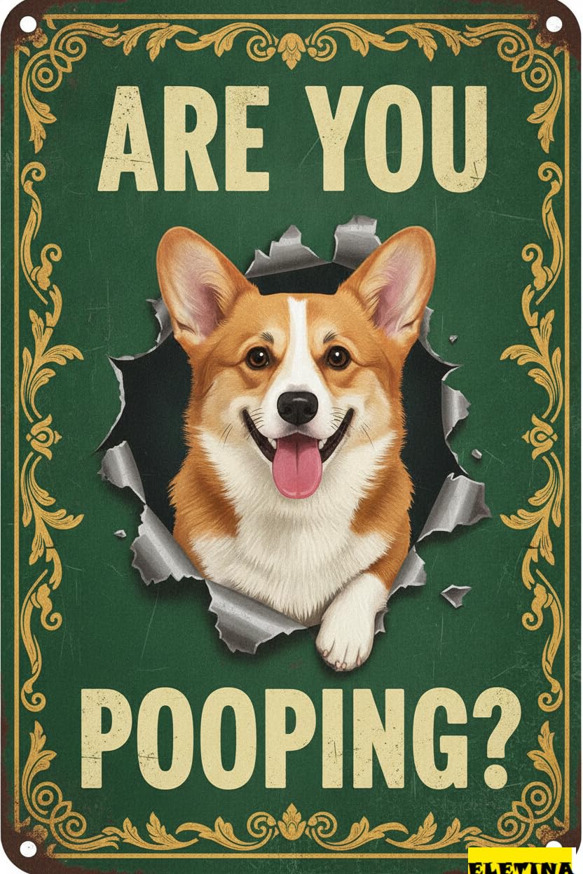Personalized Sign for Man Cave Metal S Are You Pooping Corgi Tin Vintage Wall Decor Home Living Room Bathroom Toilet 12x8 Inch Private Property Decorative