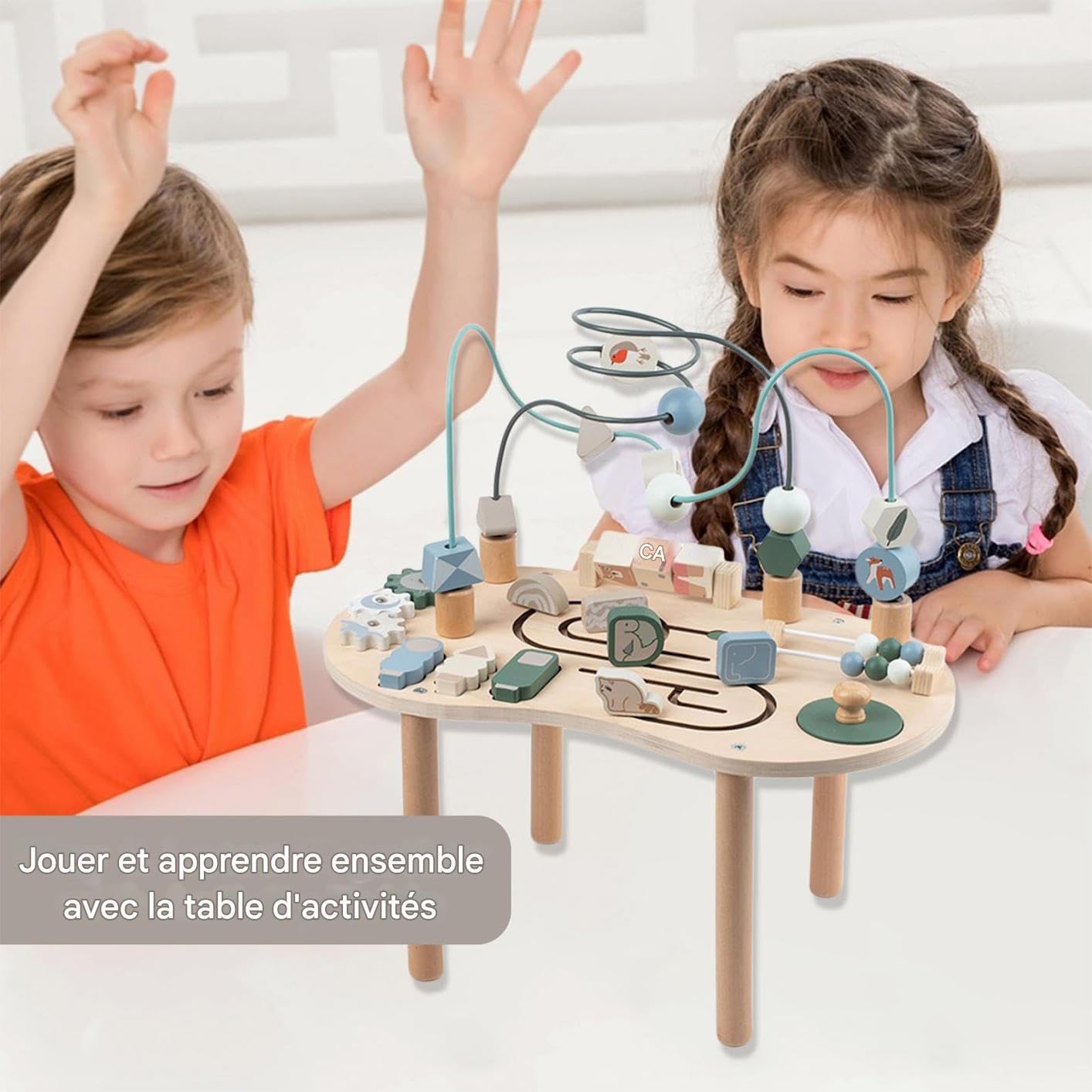 Table d'Activités - Table de Jeu pour Tout-Petits - Bureau d'apprentissage en Bois Garçons et Filles Maison Jardin Cadeaux Anniversaire Noël