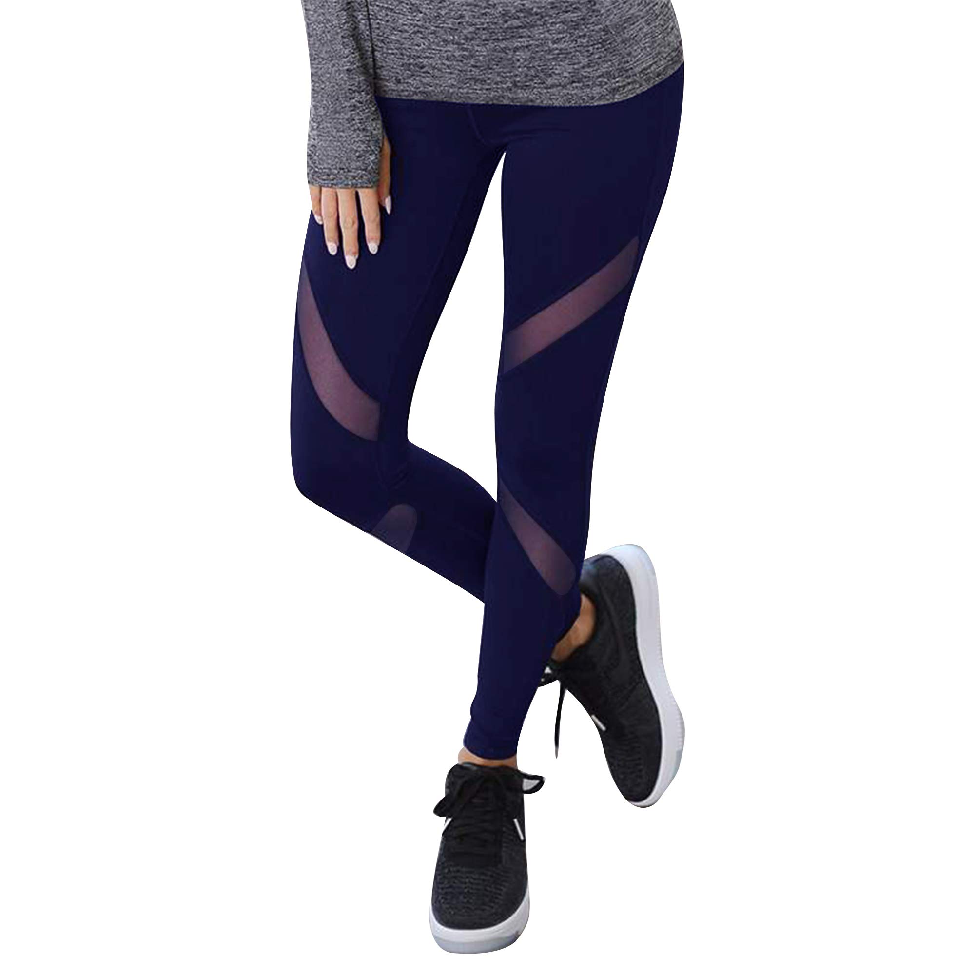 GOVIA Sport Leggings Damen lang High Waist Push Up Sportleggings Gym Pants Sporthose Elastisch Bauchweg Yoga Hose Fitnesshose Laufhose Uni Farben 4132