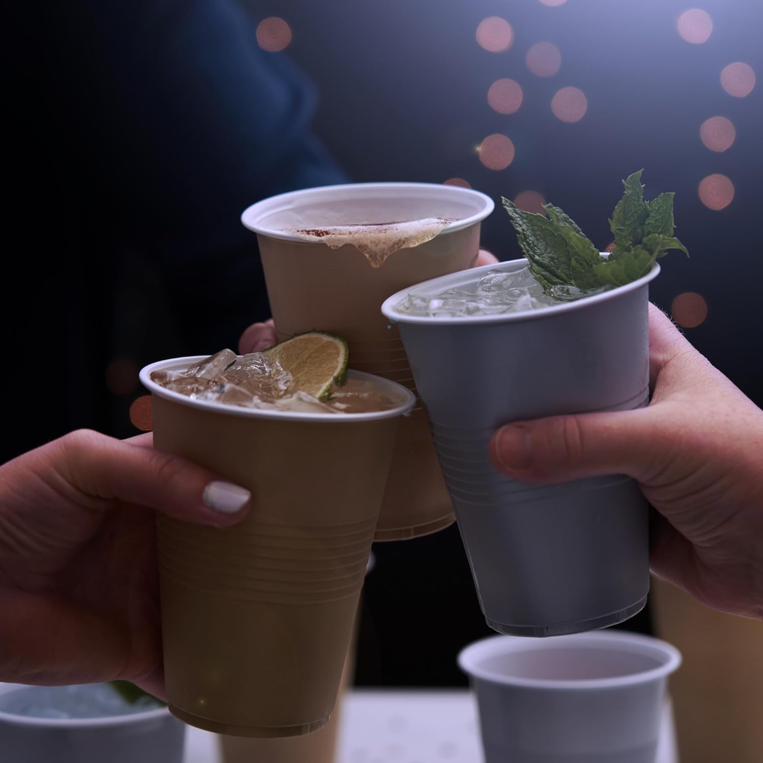 True Gold Plastic Cups, Disposable Plastic Drinking Glasses, Party Cups for Adults, 16oz Gold Set of 24 - Image 2