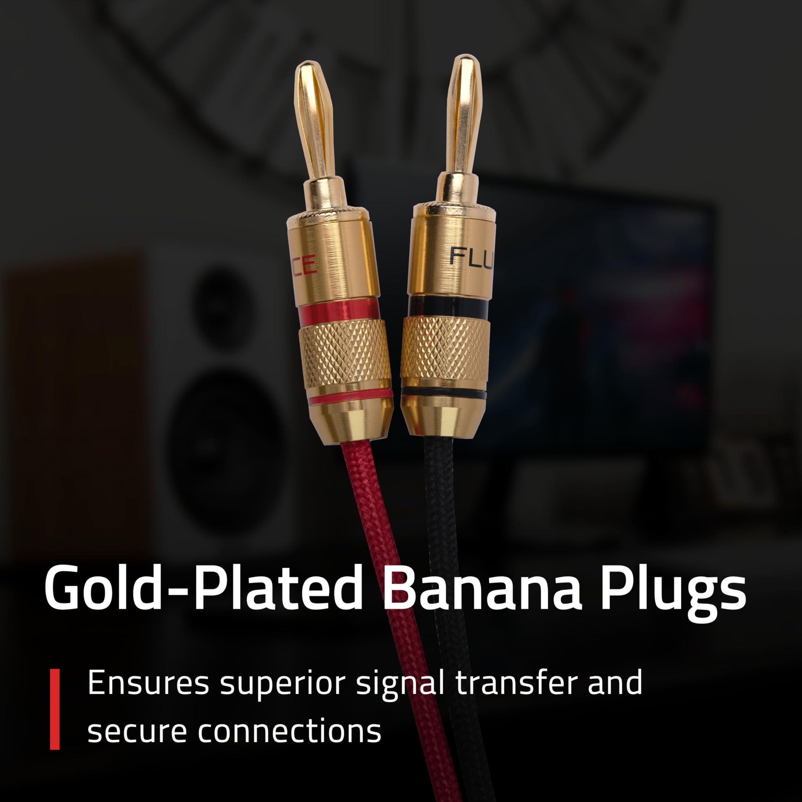 SKW Singolo Audiofilo Cavo per altoparlanti con connettori a banana placcati in oro, Treccia in