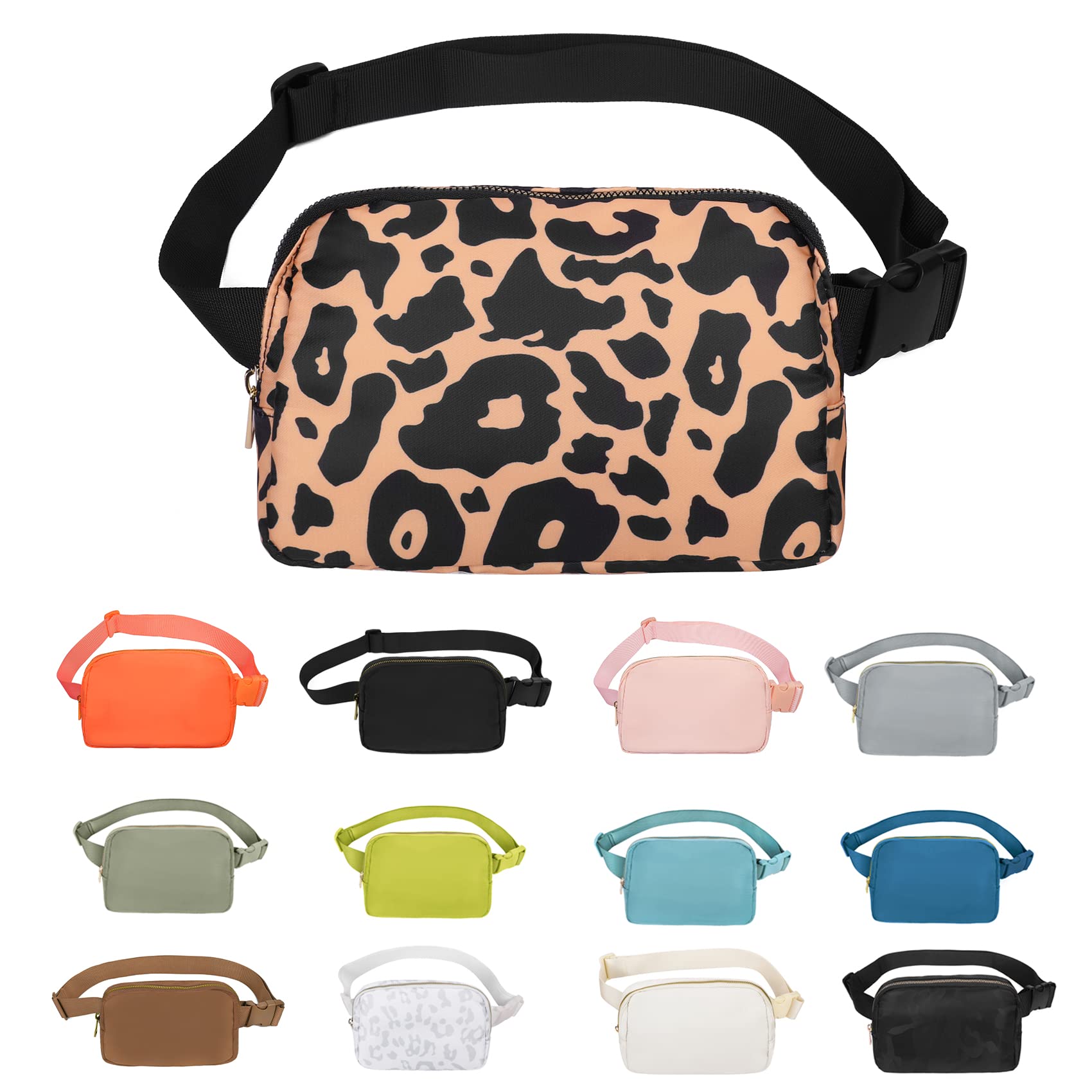 VOROLO Fanny Pack For Women And Men Crossbody Bag Belt Bag Leopard Yellow