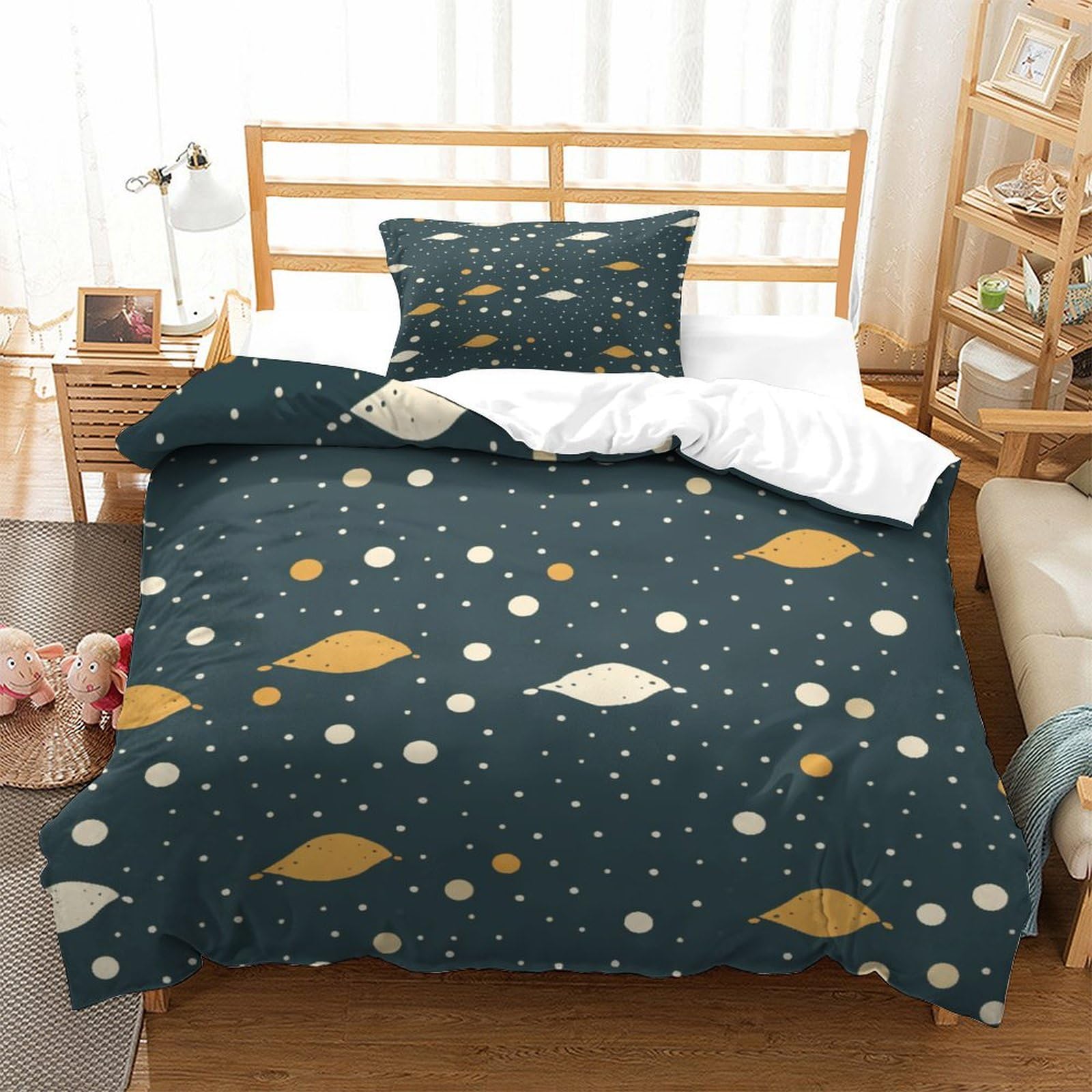 P1S9U7W5Y Galaxy Motif 3D Printed Duvet Cover Set 3pcs Microfiber Space Bedding Set Single
