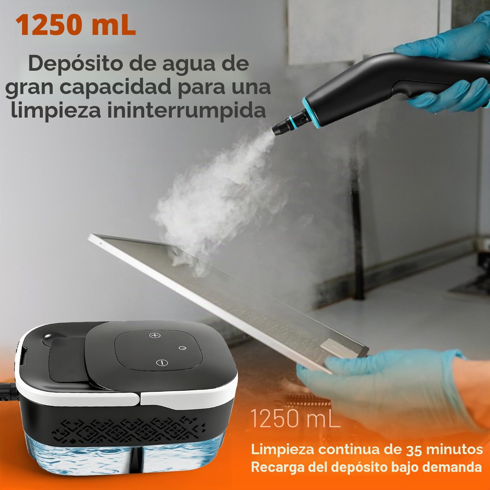 Limpiador de vapor de alta presión, 2500 W, 4 bares, 1250 ml, depósito de 6 niveles, limpiador a presión de alta temperatura, para coche, ventana, cocina, suelo, muebles