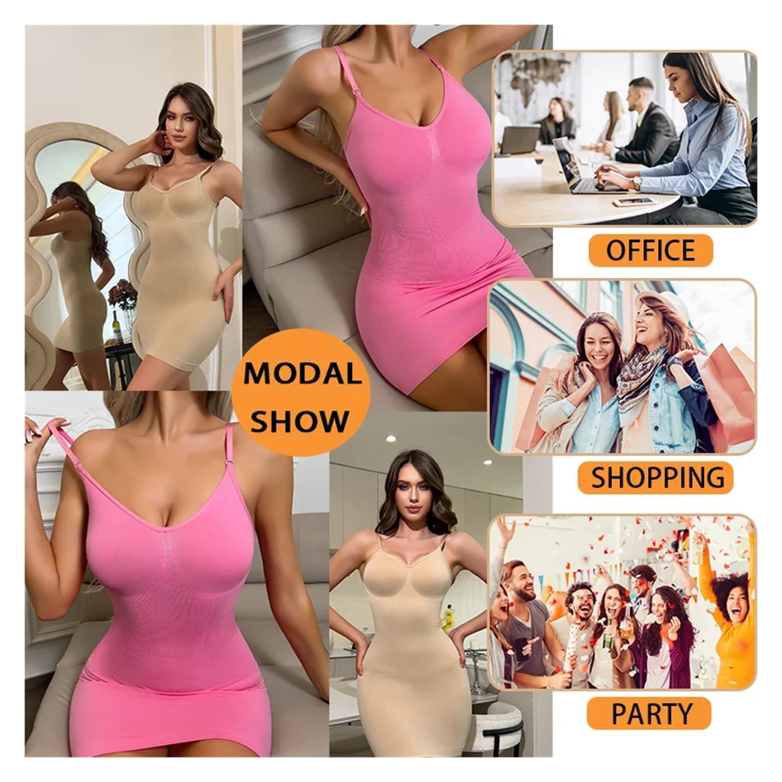 Vestido Moldeador Faja Moldeadora for Mujer, Ropa Interior Moldeadora Sexy, Control de Abdomen, sin Costuras, Adelgazante(Nude,XL)