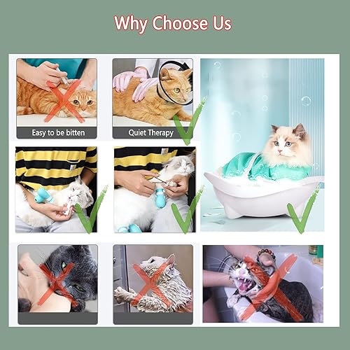 Miniatura 9 de 7 piezas de suministros de baño para gatos, zapatos de silicona antiarañazos, fundas de garra de gato, bolsa de red de ducha de gato, bolsa de baño