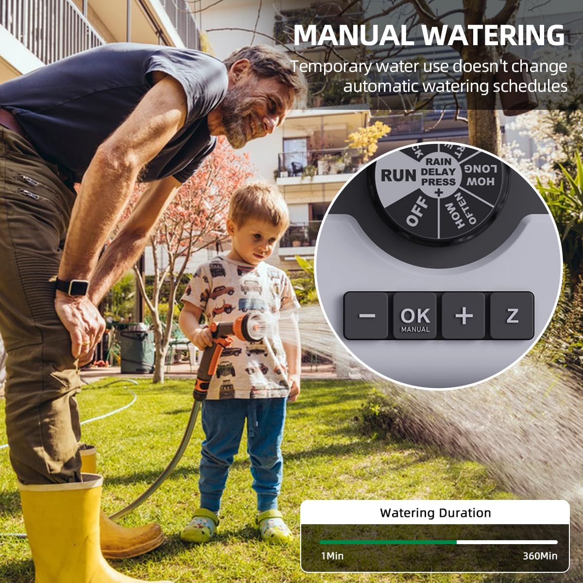 Aqualin 2 vie Centralina Irrigazione Digitale Giardino Timer programmabile per irrigazione da Giardino Sistema Controller/Ritardo Pioggia/Irrigazione Manuale/Funzione Automatico