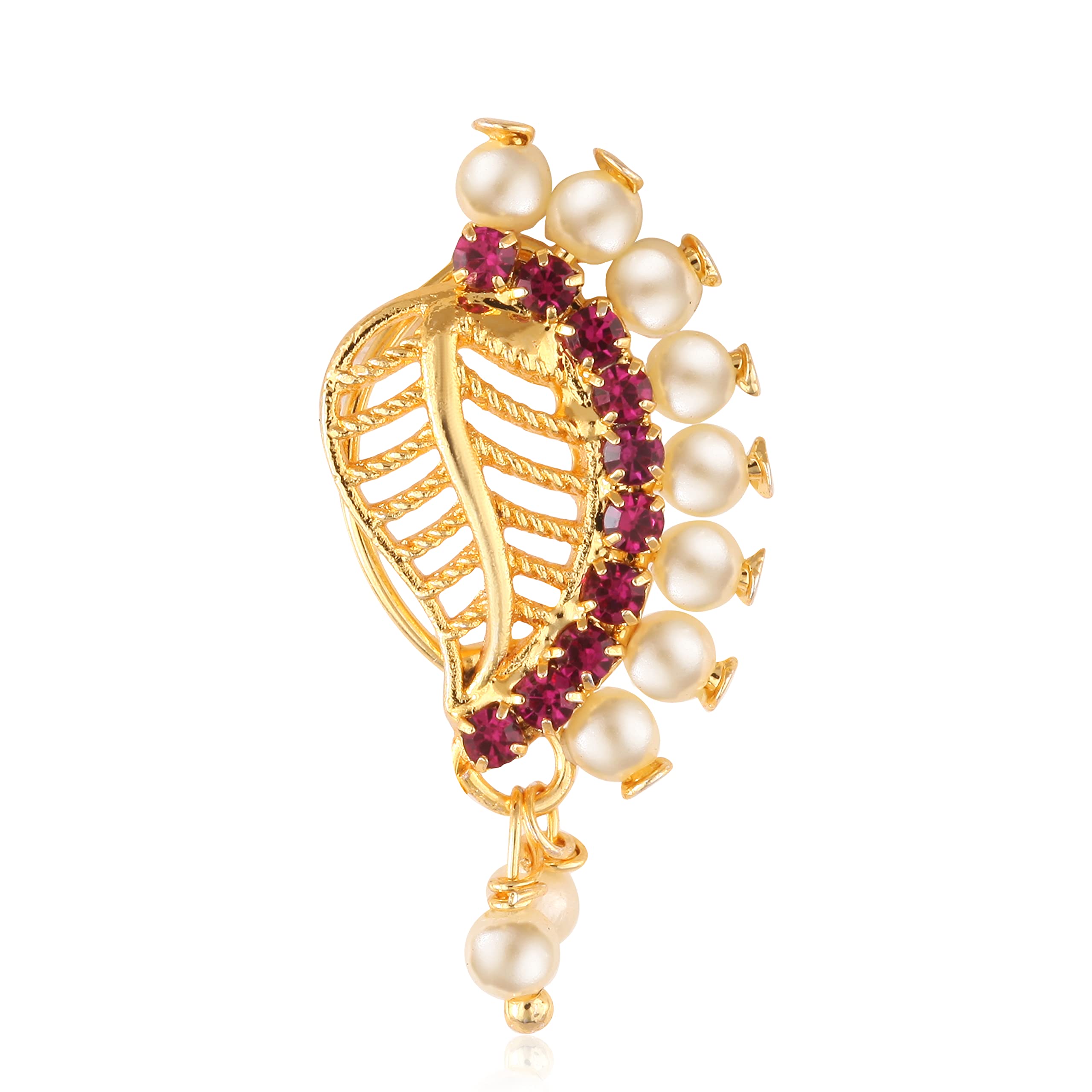 Vighnaharta Gold Plated with Peals Alloy and CZ stone Non Piercing Maharashtrian Nath Nathiya./ Nose Pin valentine day gift valentineday gift for her gift for him gift for women gift for women [VFJ1084NTH-Press-Red ] (B09SWLKN9G) Amazon Price History, Amazon Price Tracker