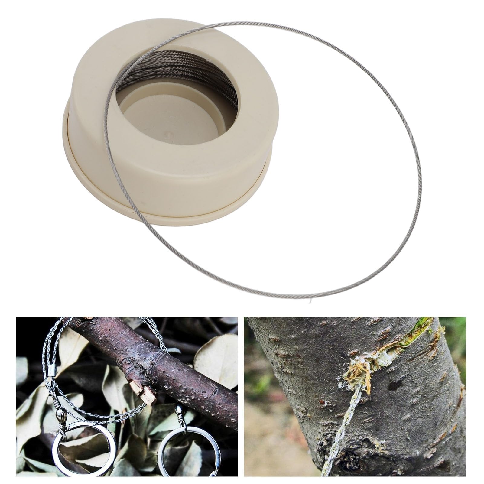 Stainless Steel Cable Saw Outdoor Emergency Survival Pocket Metal Wire Saw for Camping Hiking Hunting with Bone and Rubber Cut Suitable for Wood Plastic