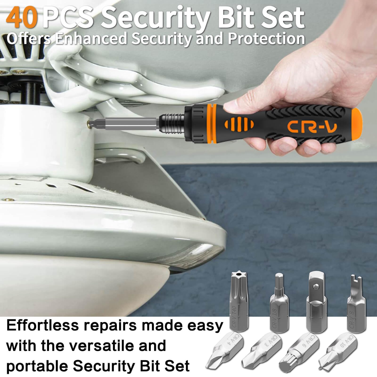 ENERTWIST Zestaw bitów do wkrętaków, CR-V 1/10.2 cm, z chwytem sześciokątnym, zawiera rzadkie bity zabezpieczające, nakrętki i magnetyczny uchwyt bitowy, najlepszy zestaw bitów z solidną skrzynką