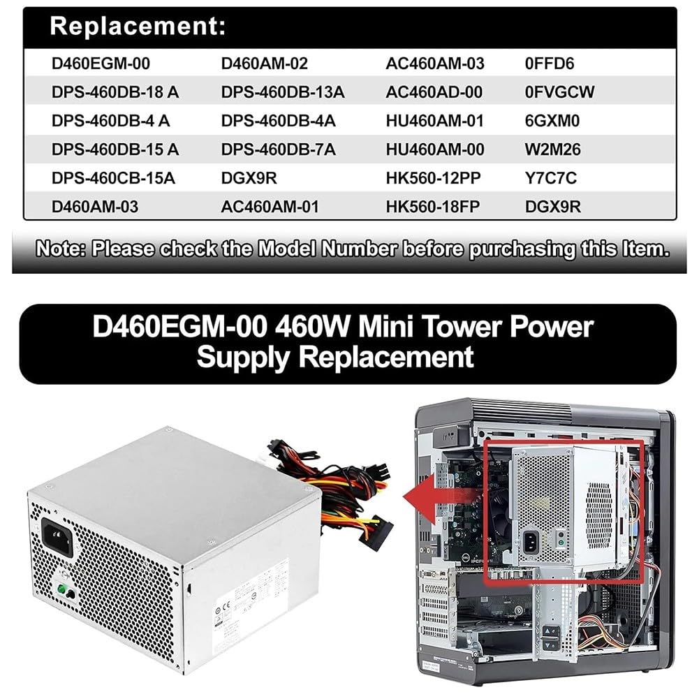 460W Netzteil für Dell T3630 T3640 T3650 0FFD6 | Effizientes Kühlnetzteil-Design, Stromerzeugung DPS-460DB-18A Einheit D460EGM-00, Übertemperaturschutz