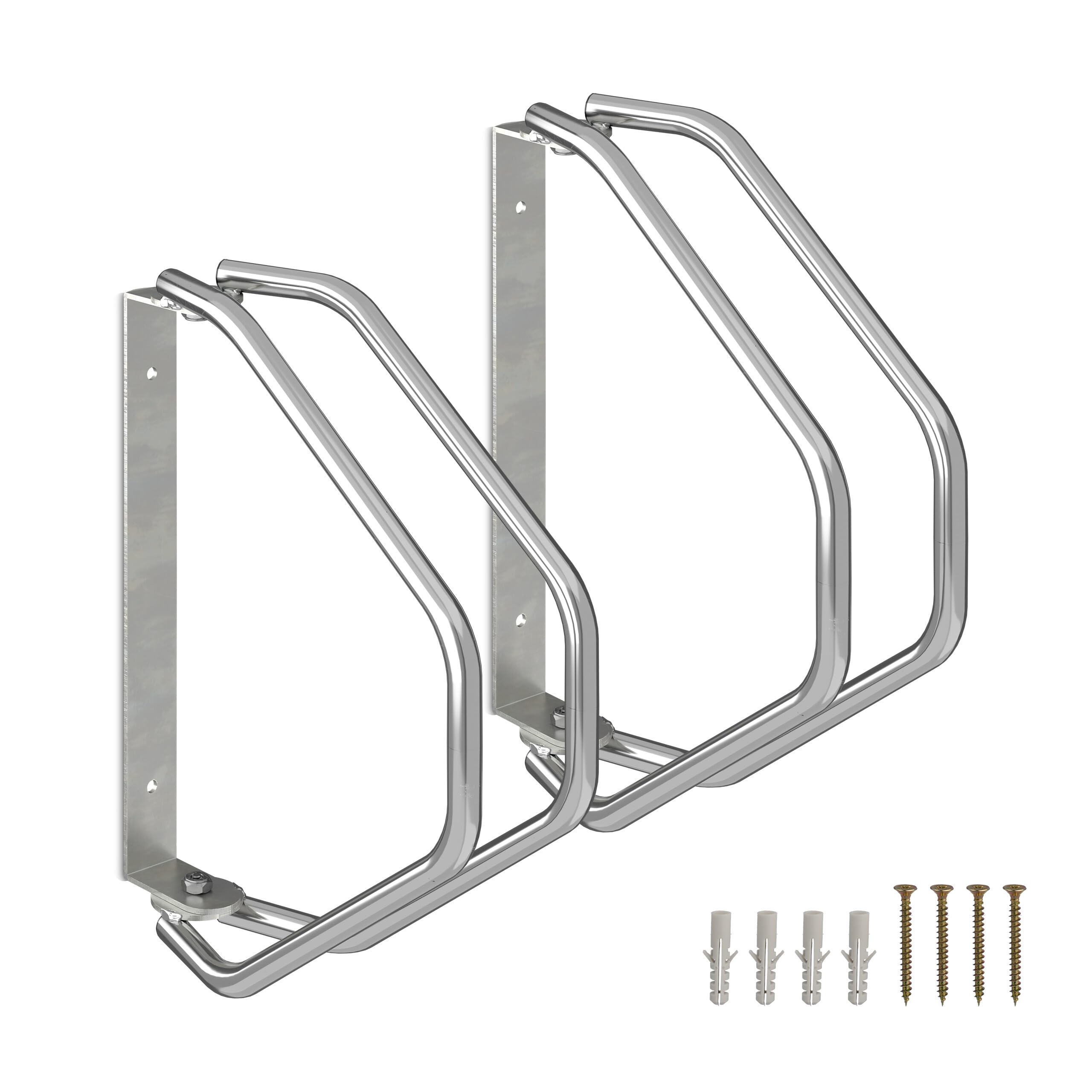Relaxdays Portabici da Muro, 2 Supporti per Biciclette, Parcheggio Bici, Acciaio, Girevole 180°, 32,5x9x29,5 cm, Argento
