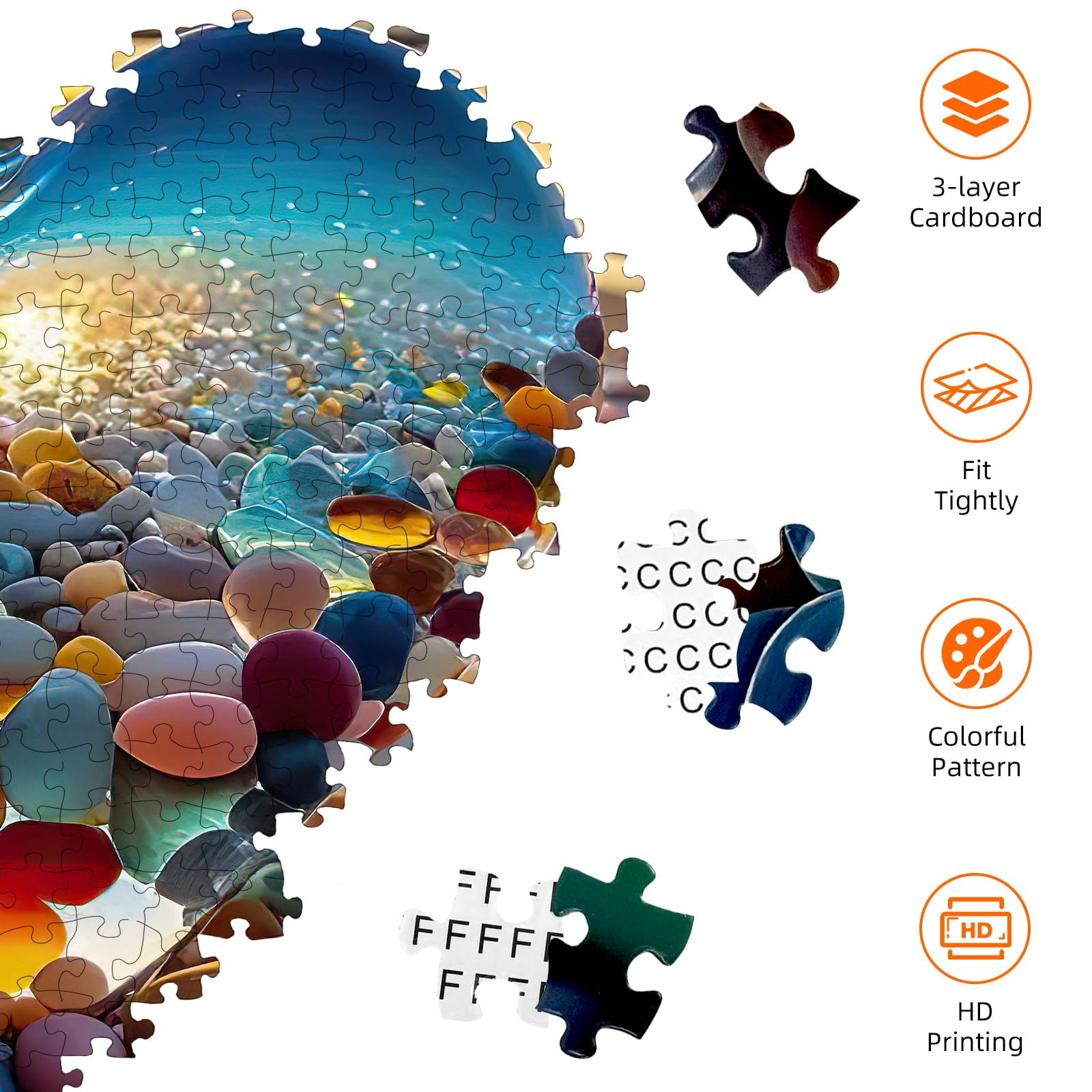 Jigsaw Puzzles for Adults 1000 Pieces, Love Pebbles Beach Puzzle, Impossible Difficult Hard Fun 1000 Piece Jigsaw Puzzles for Adults