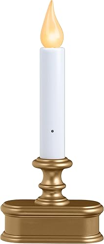 Xodus Innovations FPC1221B - Vela LED para ventana de anochecer a amanecer, funciona con pilas, con llama ámbar constante o parpadeante, latón