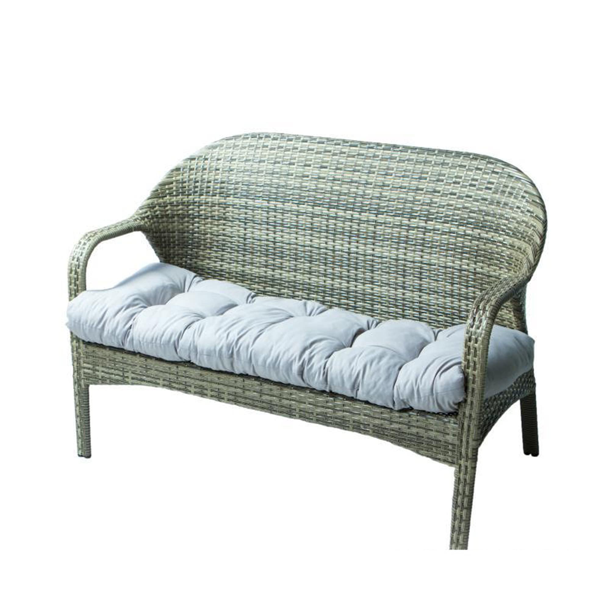 Coussin de banc gris 130x50 cm avec attache pour mobilier de terrasse