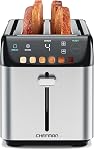 Chefman Smart Touch 4 Slice Digital Toaster, 6 Shade Settings, Stainless Steel Toaster 4 Slice with Extra-Wide Slots, Thick Bread Toaster and Bagel Toaster, +10, Defrost, Removable Crumb Tray