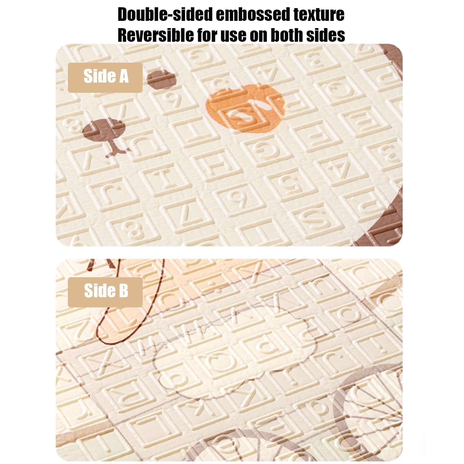 Kinder 2-seitige Dicke wasserdichte Krabbeldecken, Faltbare Spielmatte mit Tiermotiven für Kinder Wohnzimmer, Laufstall, Schlafzimmer(B)