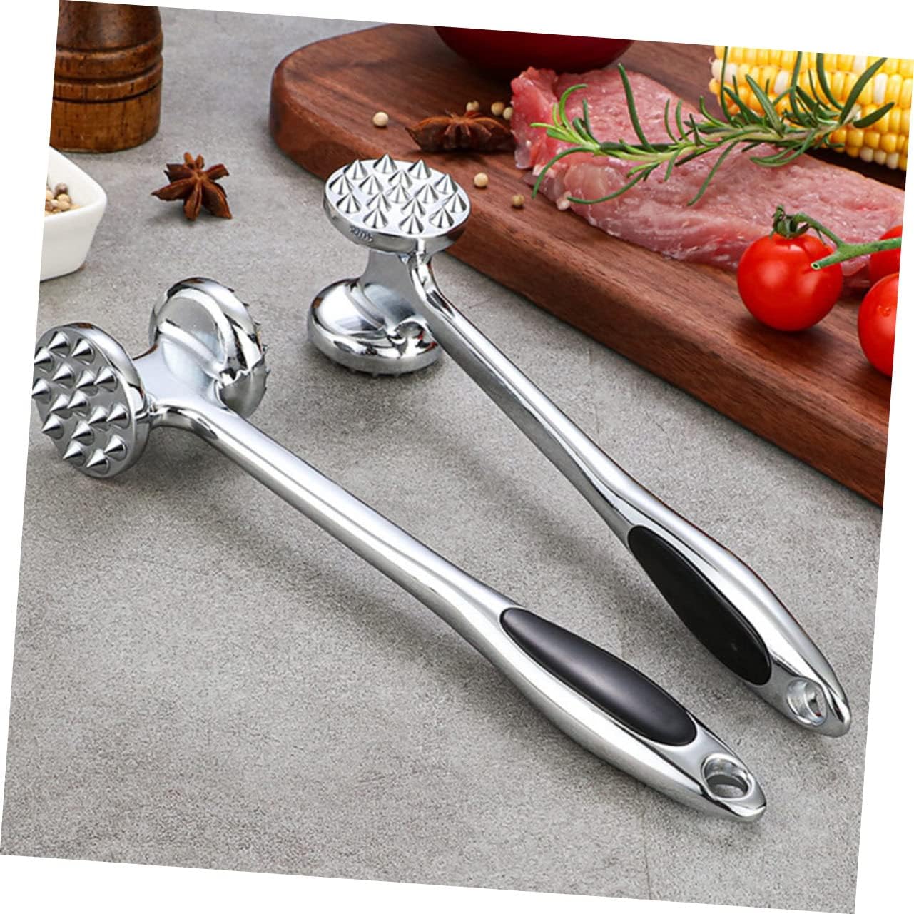 Zinc Alloy Meat Hammer Dual Sided Tenderizer for Pork Chicken Steak Ergonomic Design for Effortless Cooking Food-safe Kitchen Tool
