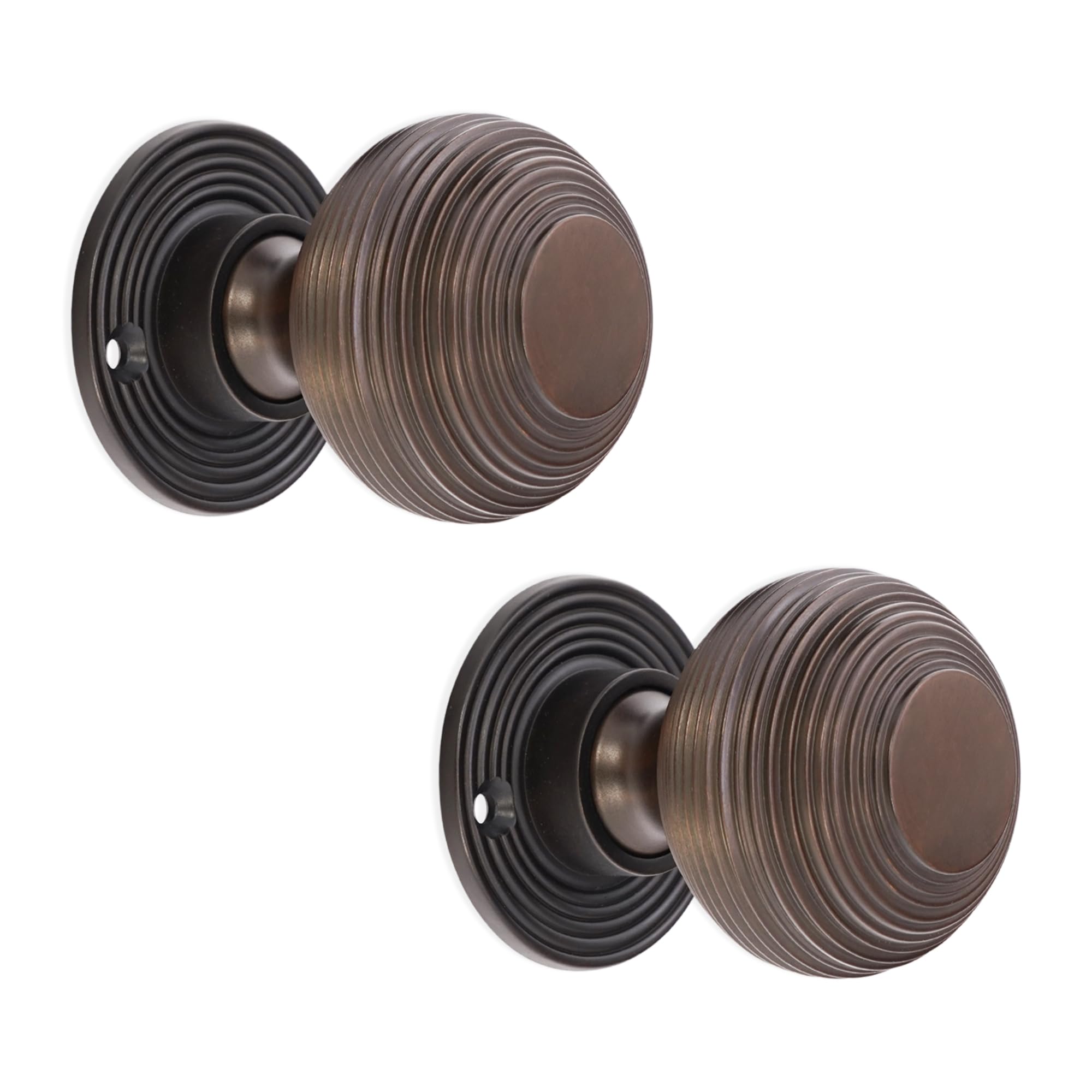 Boutons de porte en laiton massif bronze vieilli de style ruche 50 mm