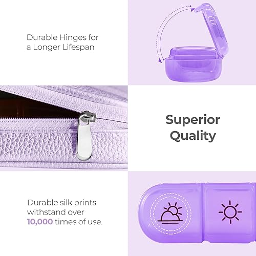 Miniatura 4 de Lindo organizador de pastillas 3 veces al día, gran pastillero diario para mujeres, pastillero portátil para 7 días con bolsa y cremallera para