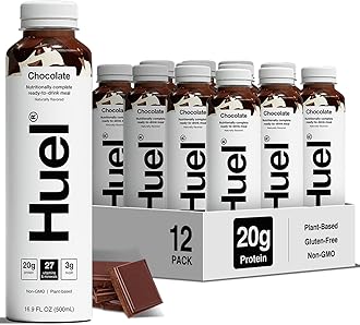 Ready-to-Drink | Chocolate Meal Replacement Drink | High Protein Drink | Nutritionally Complete, Low Sugar, High Fiber, Plant Based, Vegan, Healthy | 20g Protein Per Bottle | 16.9 Fl Oz (12 Pack)