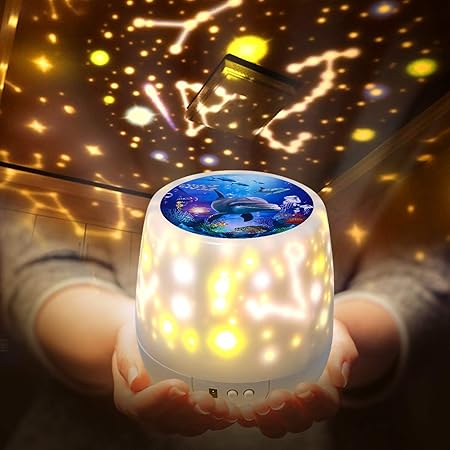 Amazon Co Jp Shayson 赤ちゃん おもちゃ プラネタリウム 家庭用 5 In 1 寝かしつけ スタープロジェクターライト ベッドサイドライト Usb 電池兼用 360 回転 多色変更可能 3段階輝度 5投影モード 誕生日 プレゼント おもちゃ 女の子 ホワイト ホーム キッチン