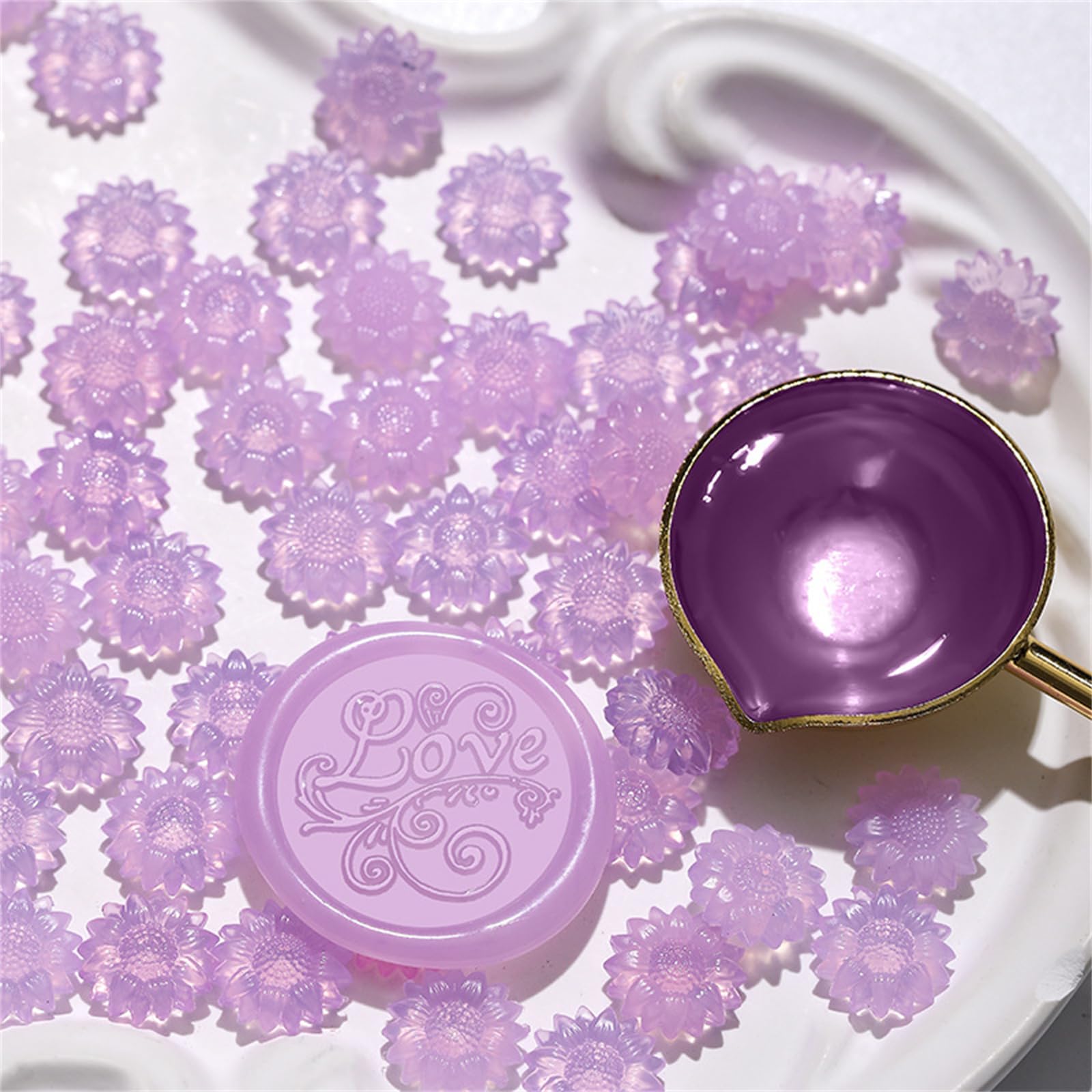 Hsioluted Pcs Sunflowers Waxes Seal Beads Translucent Sealing Waxes Beads Great for Envelopes Wedding Invitations Decoration