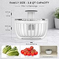 Vista 2 de Ourokhome Centrifugadora de Ensalada Secadora de Lechuga, Secadora de Vegetales Grande de Presión Fácil con Una Mano, Mezcladora de Ensalada