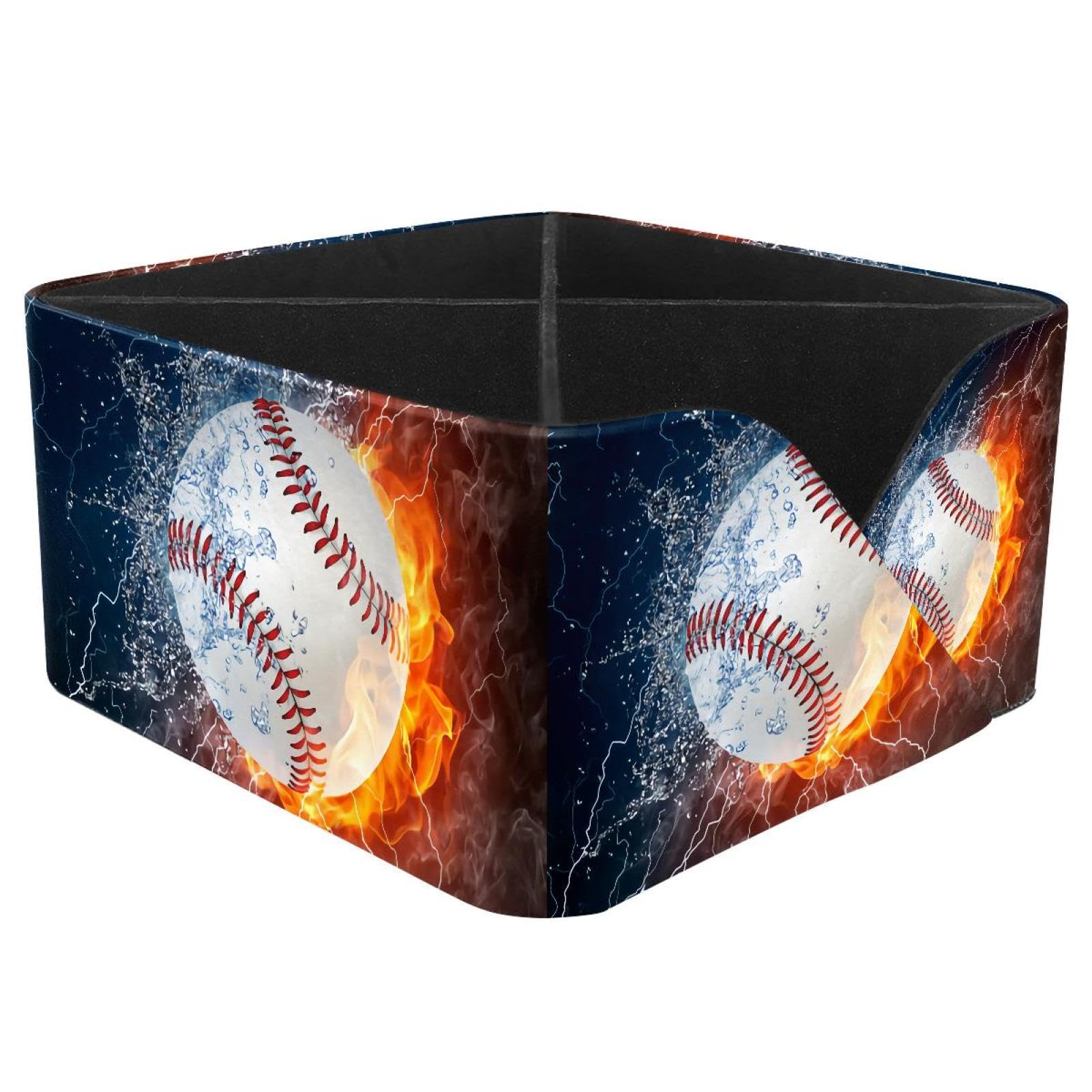 KengjuTesu Baseball Desktop Organizer Pen Holder, Rectangular Pencil Cup for Office, Study and Makeup Stations