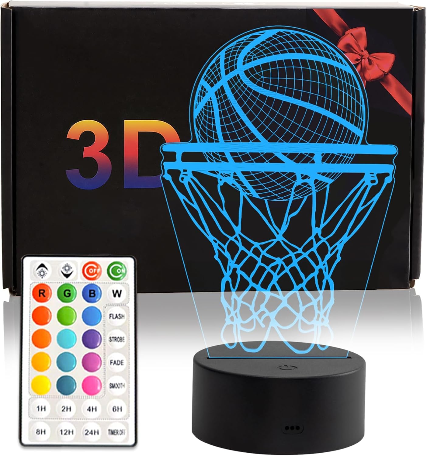 Basketball Night Light, 16 Color 3D LED Night Lamp for Boys - Basket Ball Lamps, Optical Illusion Lamp with Remote Control, Perfect for Kids' Room Décor, Cool Gifts for Basketball Lovers