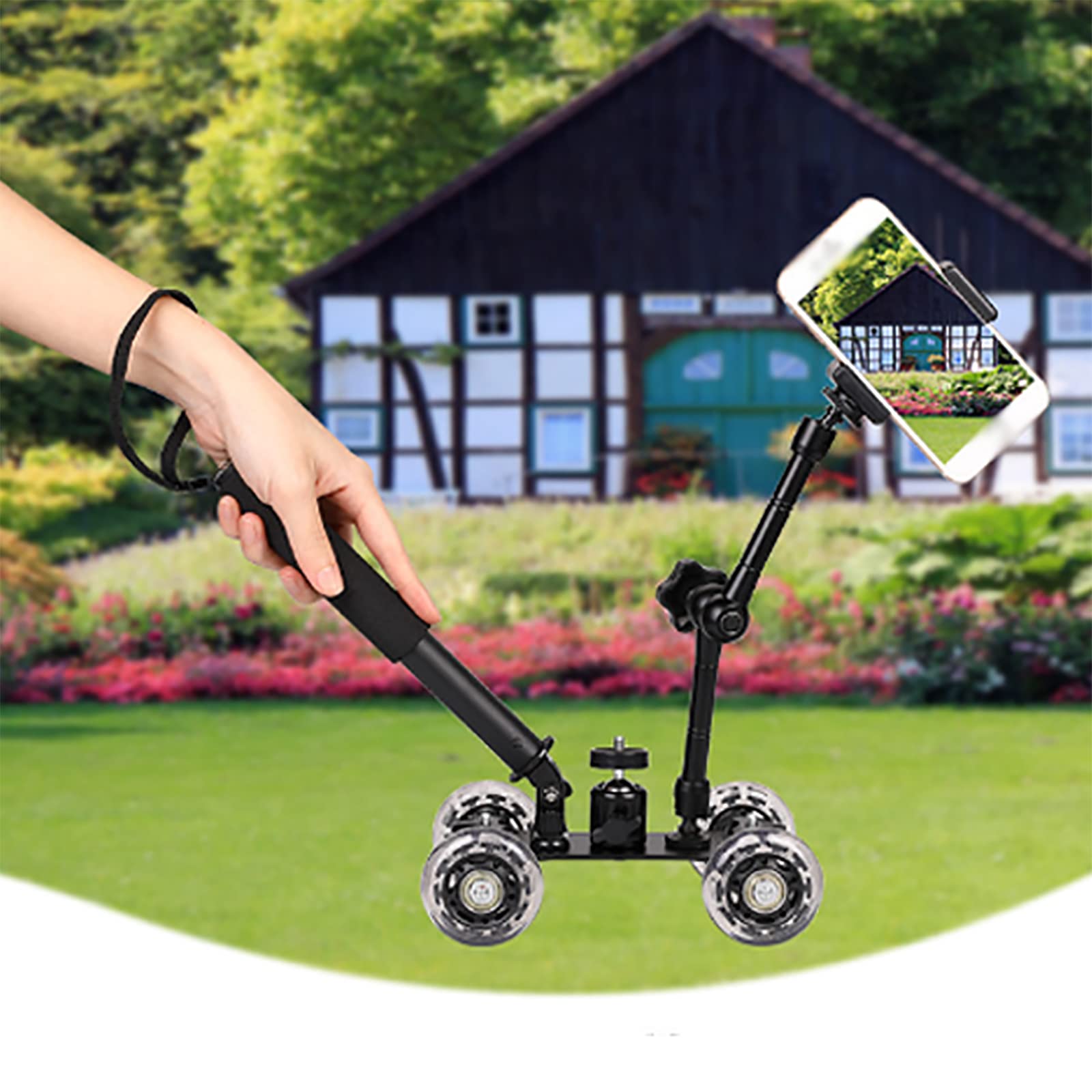 Rueda Dolly para Cámara, Mini Cámara Dolly Roller con Carga De 10 Kg Y Escala Precisa, Equipada con Tornillos De 1/4, para La Mayoría De Las Rótulas Y Brazos Mágicos